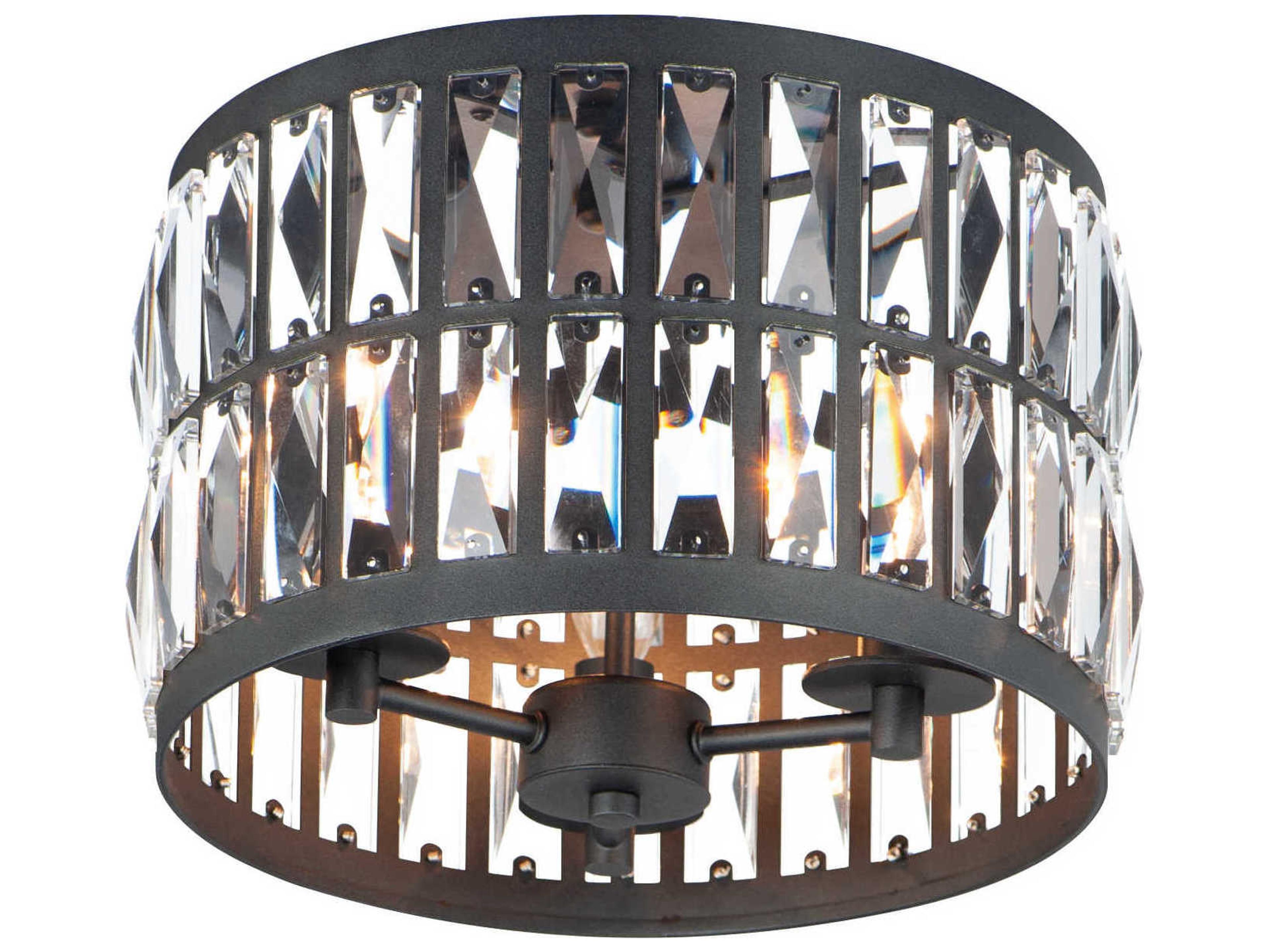 Maxim Lighting Madeline 3-Light Black Crystal Drum Flush Mount