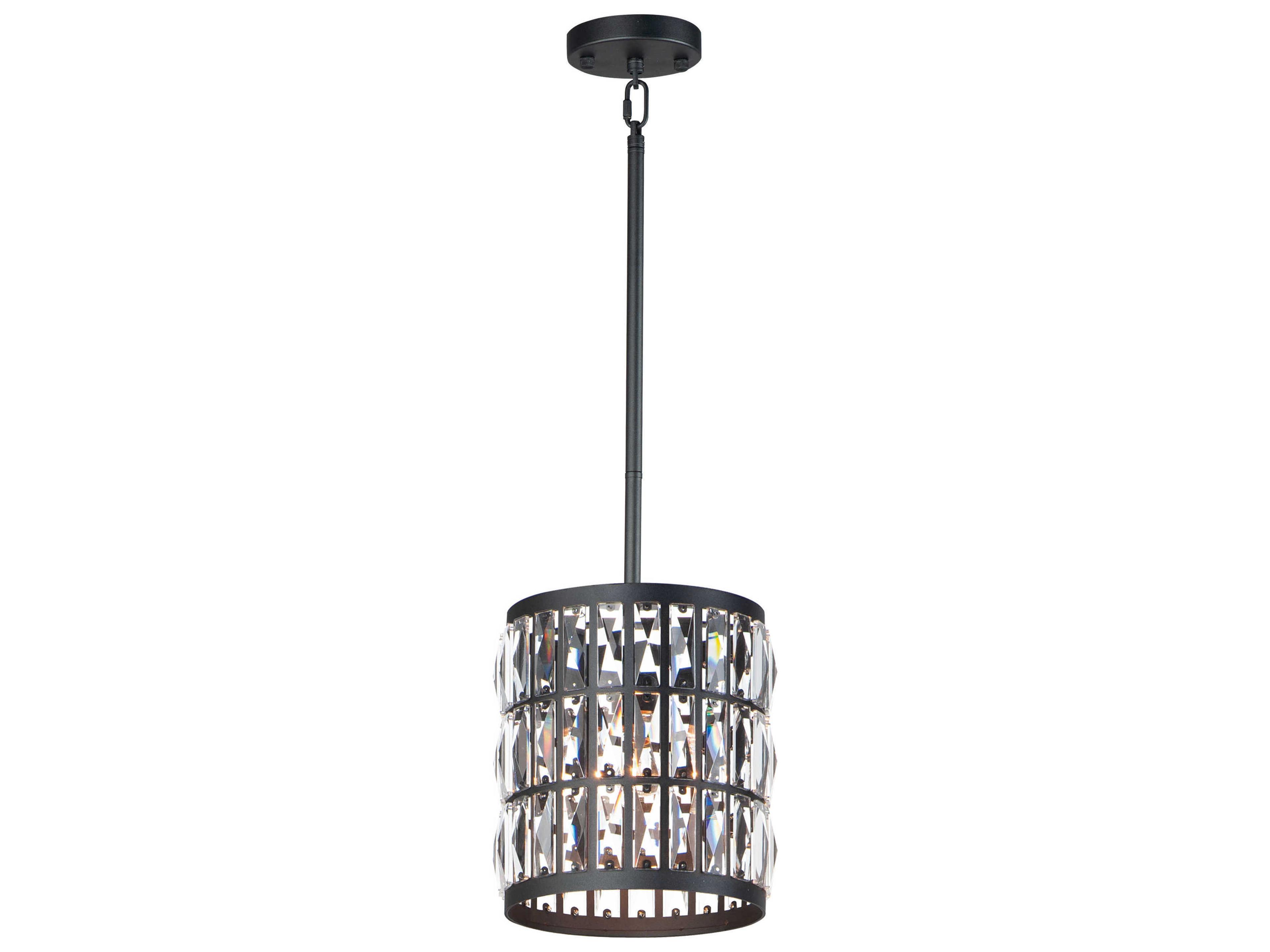 Maxim Lighting Madeline 1-Light Black Crystal Cylinder Mini Pendant
