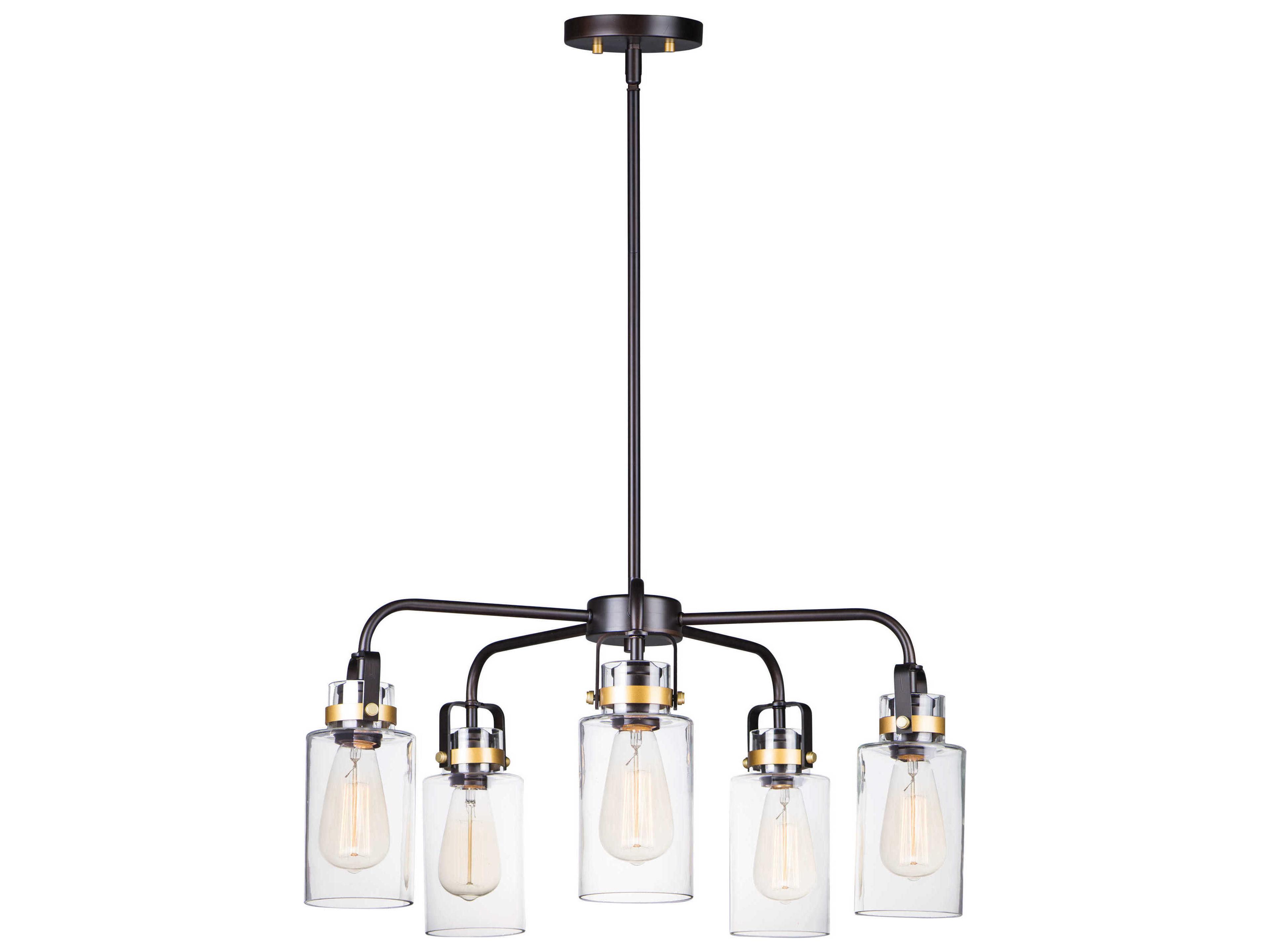 Maxim Lighting Magnolia 5-Light Bronze Gold Glass Cylinder Chandelier
