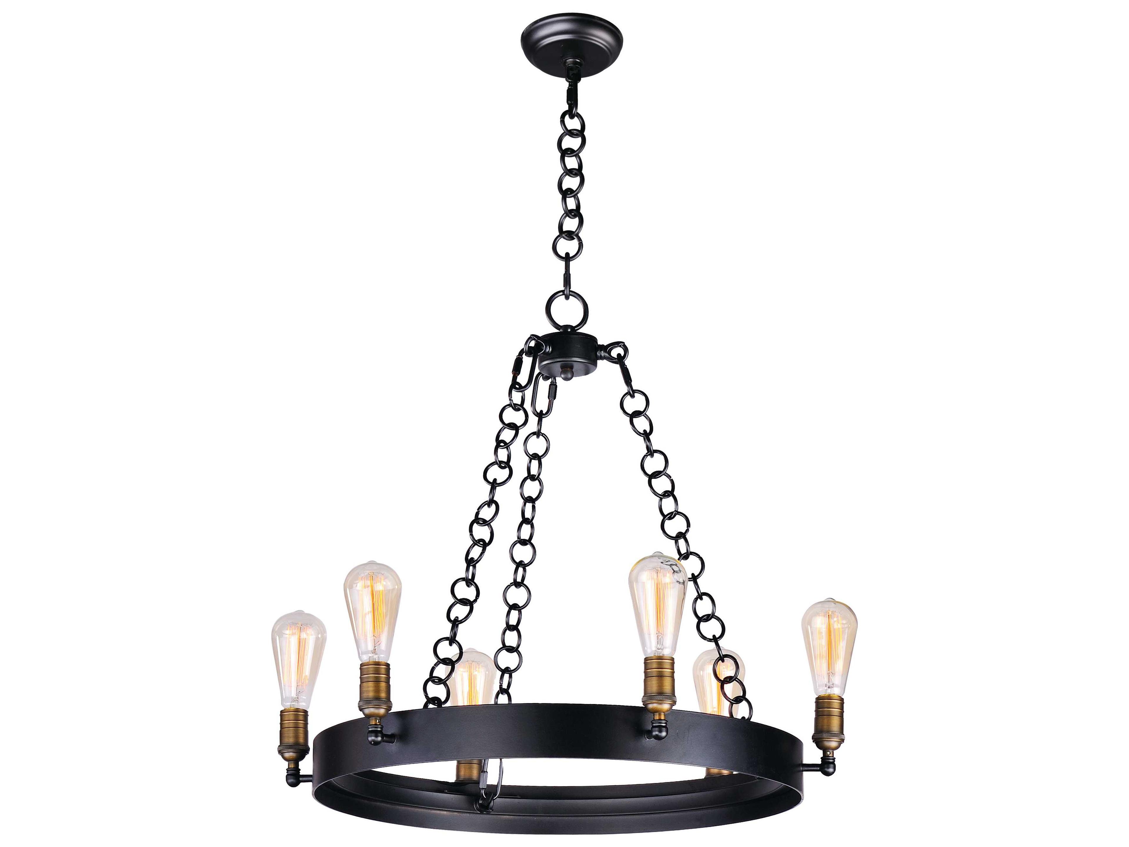 Maxim Lighting Noble 6-Light Black Natural Aged Brass Candelabra Chandelier