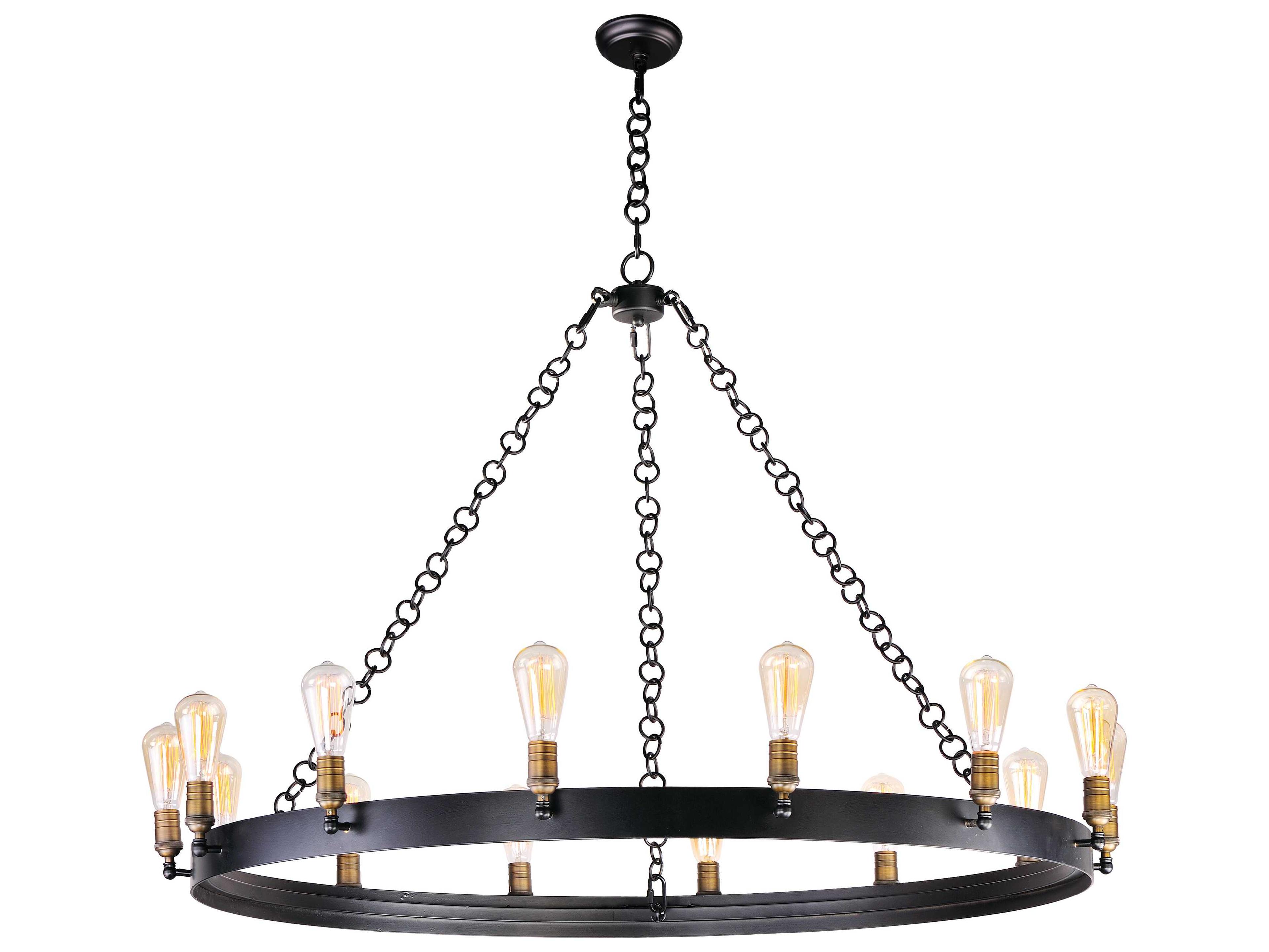 Maxim Lighting Noble 14-Light Black Natural Aged Brass Chandelier