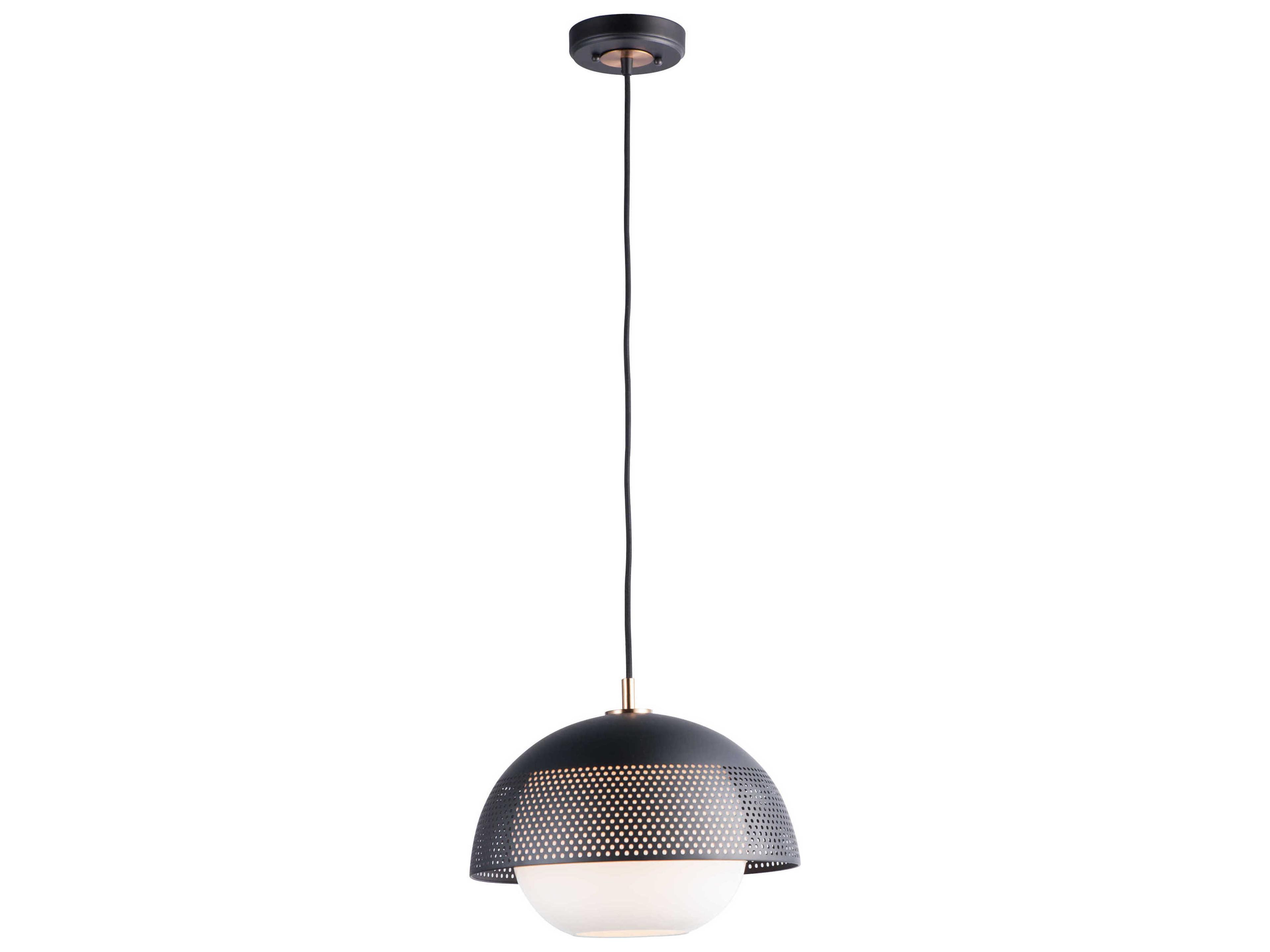 Maxim Lighting Perf 1-Light Black Satin Brass Glass Dome Globe Pendant
