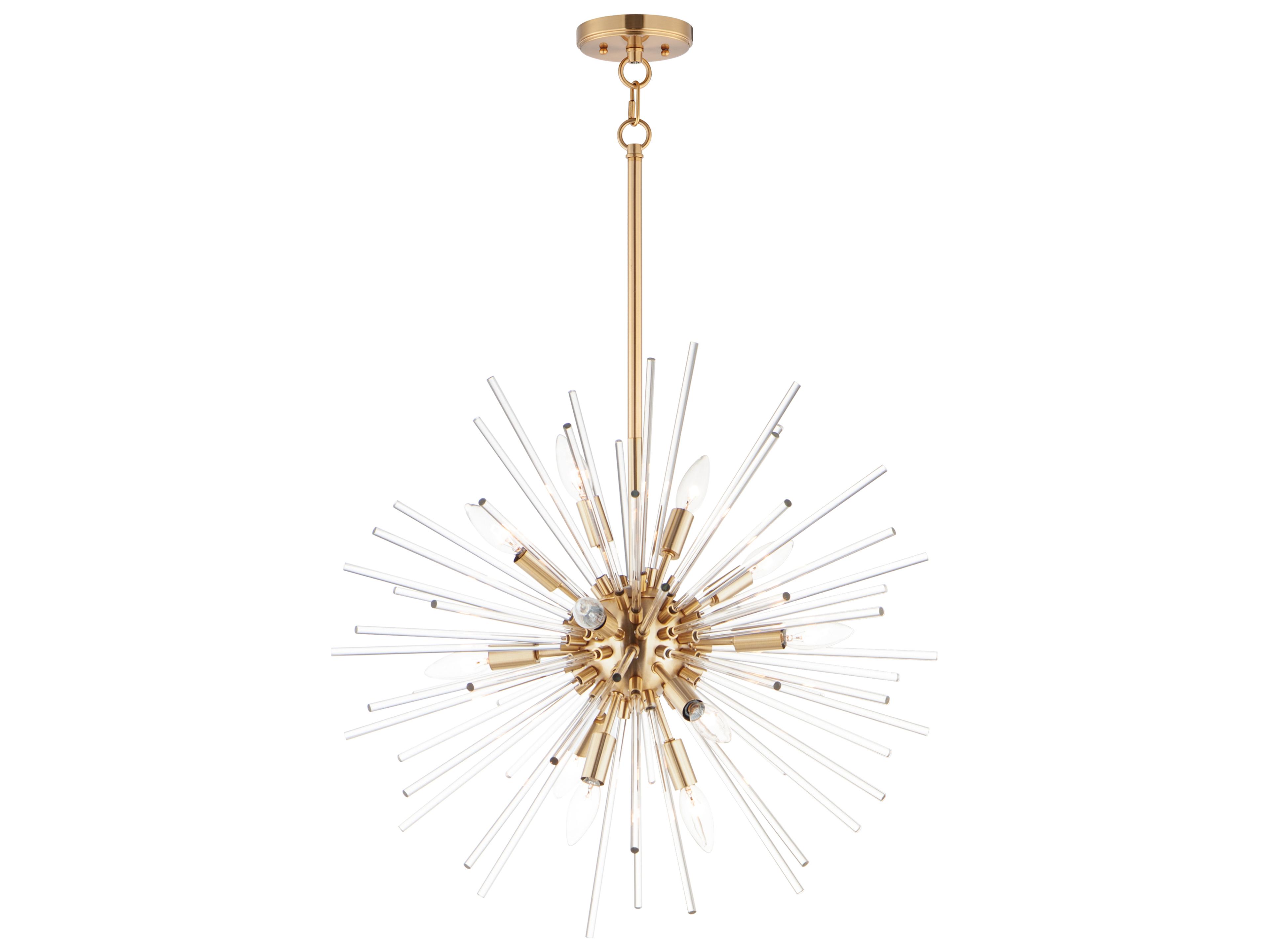Maxim Lighting Polaris 12-Light Satin Brass Glass Sputnik Pendant