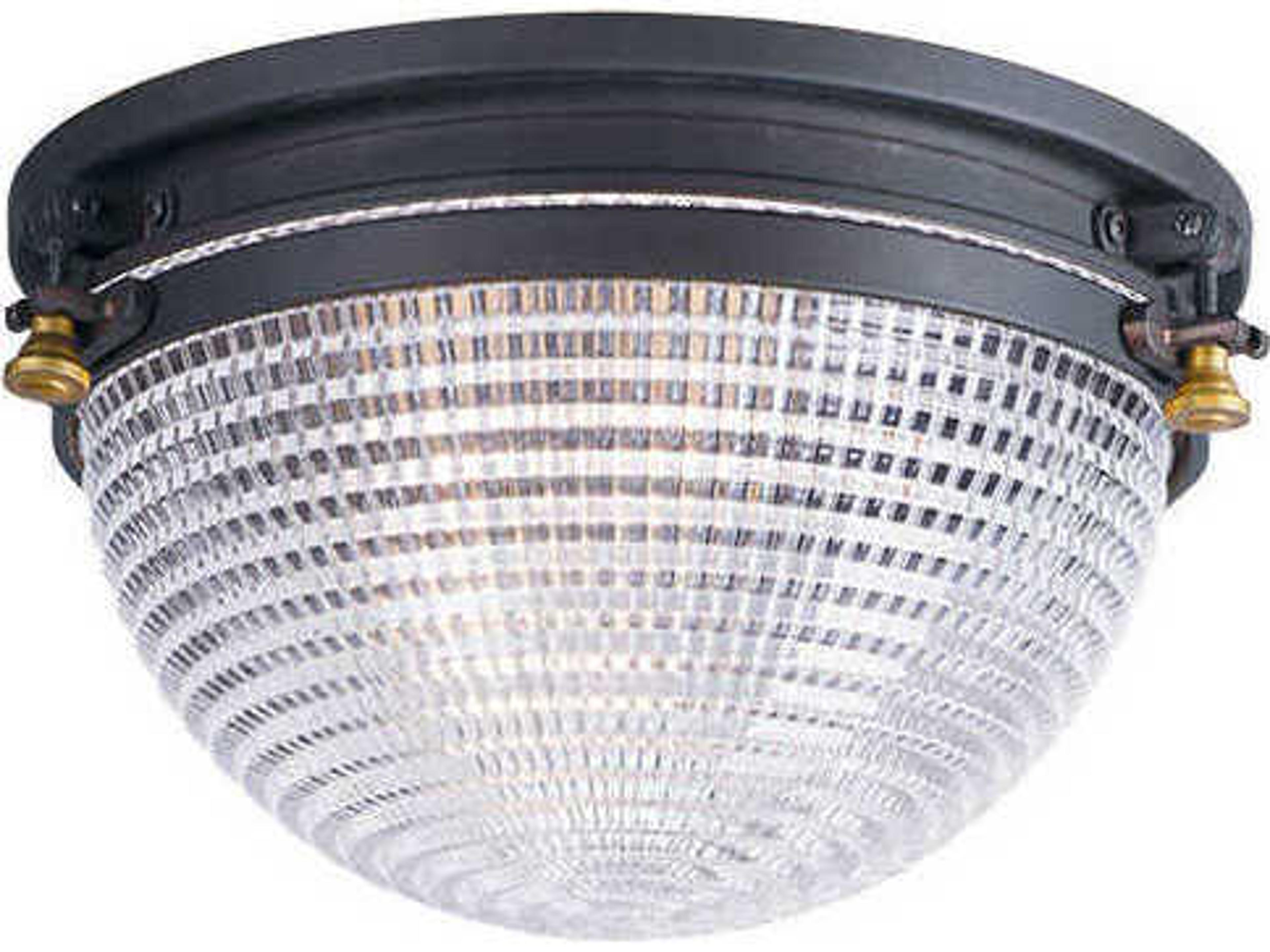 Maxim Lighting Portside 1-Light Oil Rubbed Bronze Antique Brass Clear Crystal Glass Bowl Flush Mount