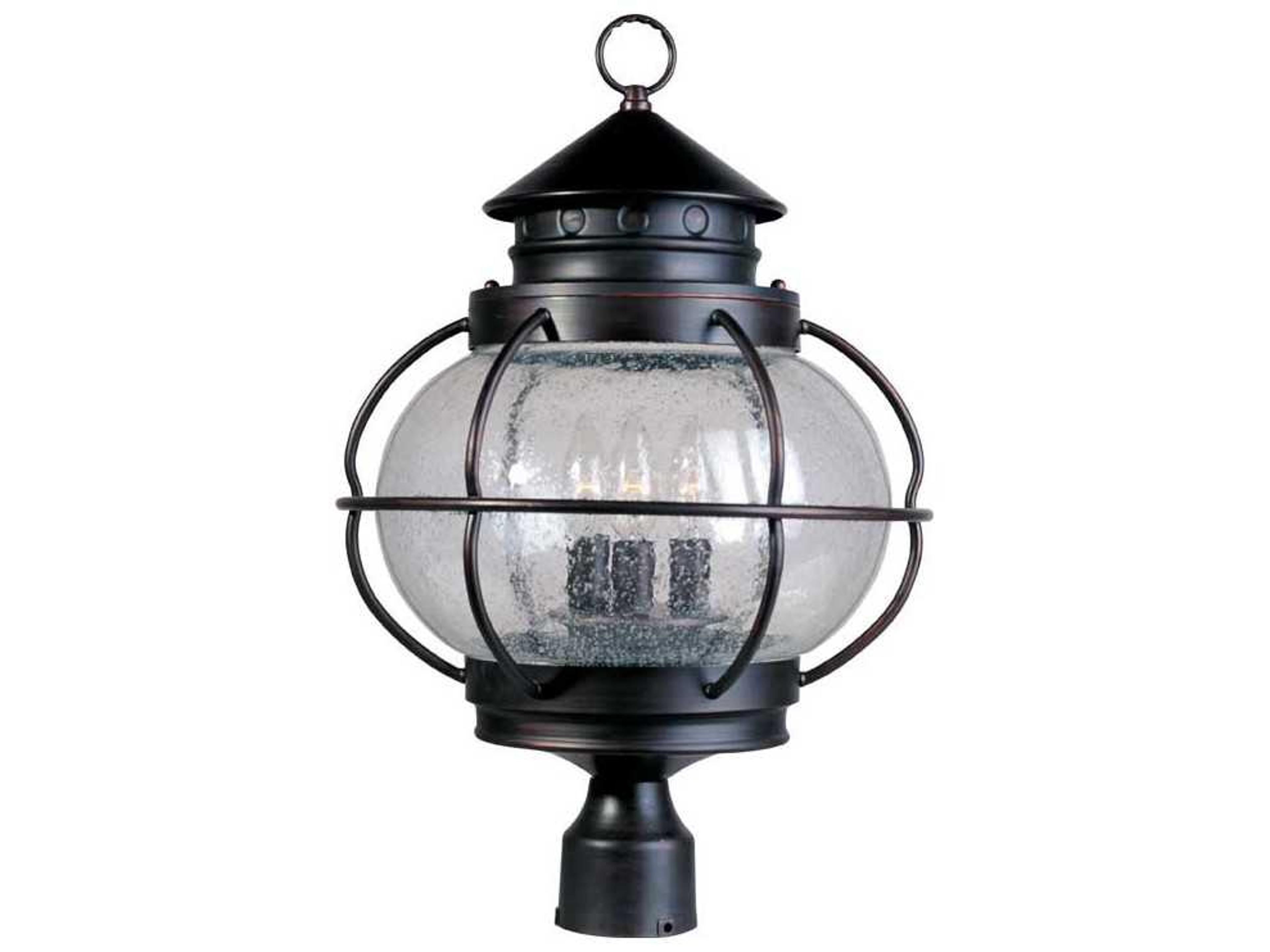 Maxim Lighting Portsmouth & Seedy Glass 3 - Light Outdoor Post Light