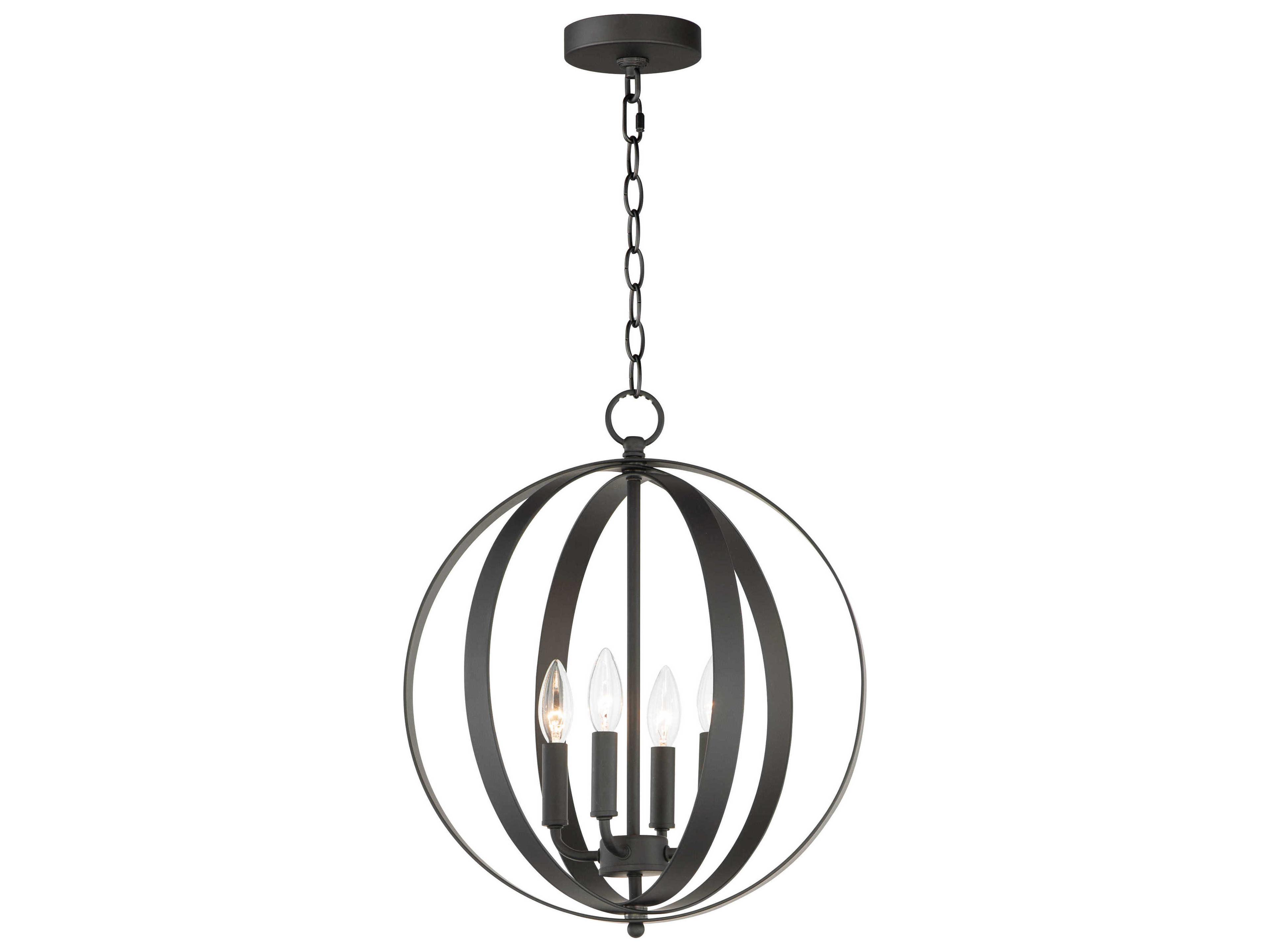Maxim Lighting Provident 4-Light Black Candelabra Globe Chandelier