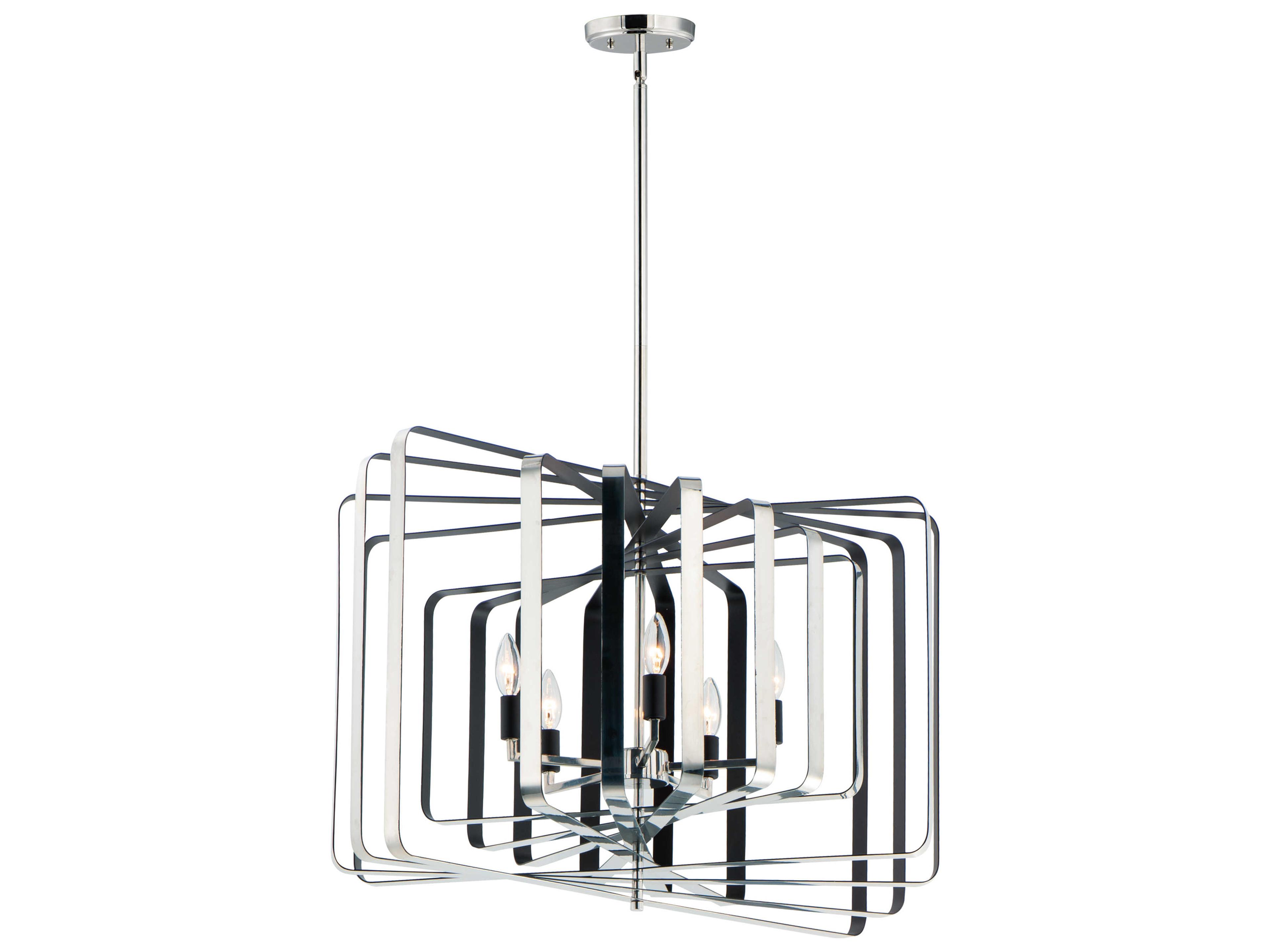 Maxim Lighting Radial 5-Light Polished Nickel Black Candelabra Geometric Chandelier