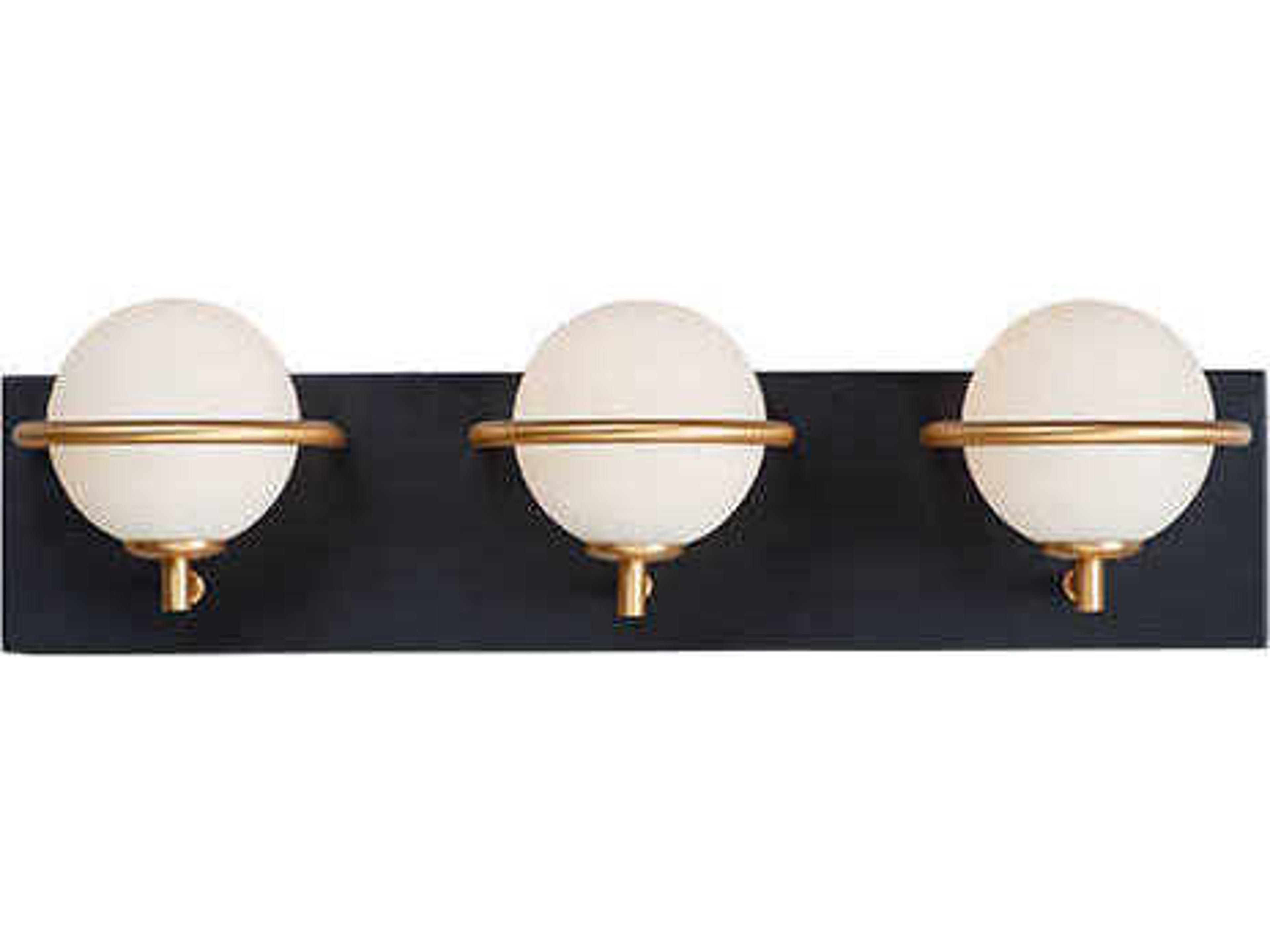 Maxim Lighting Revolve 3-Light Black Gold White Glass LED Vanity Light