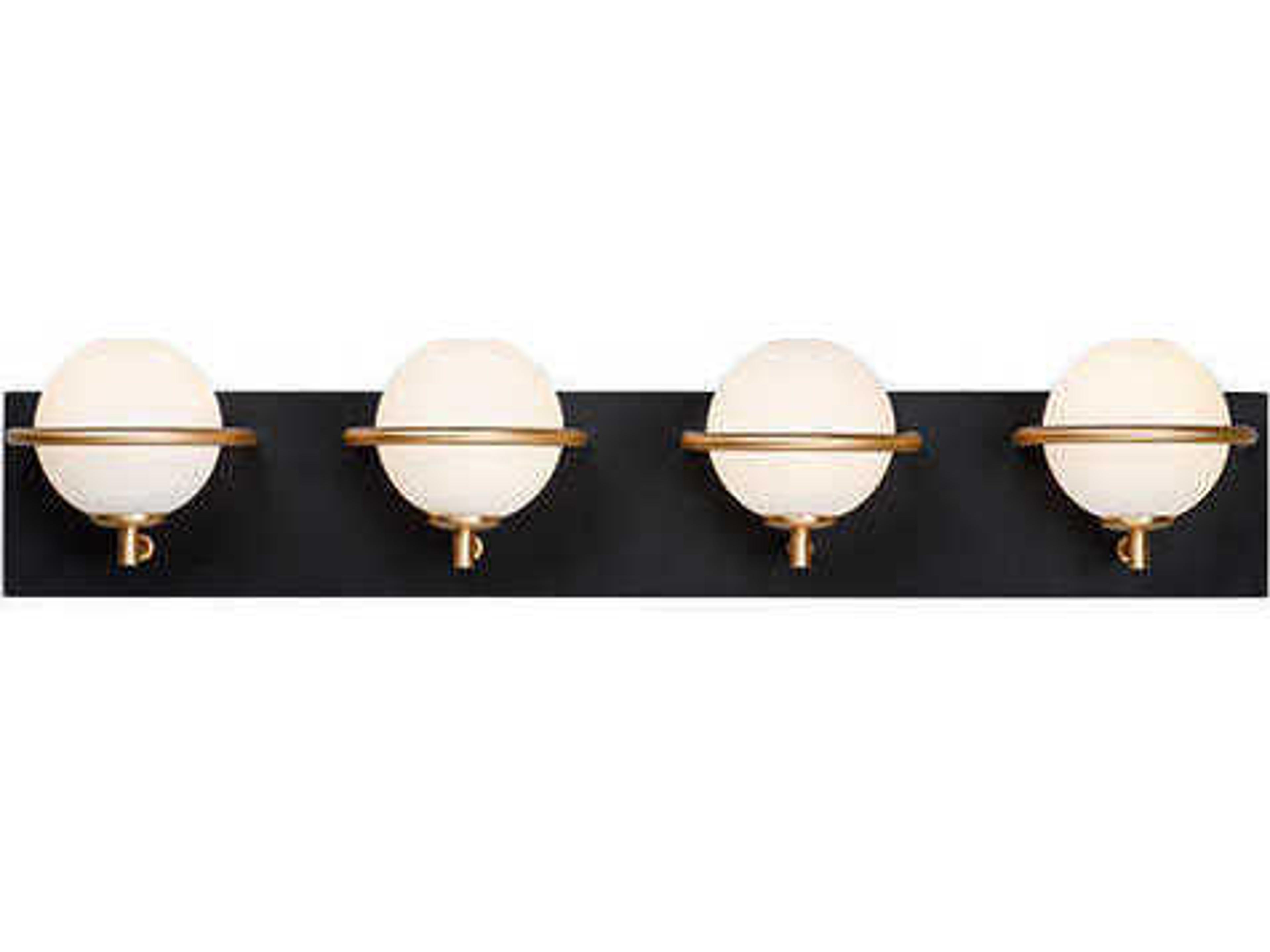 Maxim Lighting Revolve 4-Light Black Gold White Glass LED Vanity Light