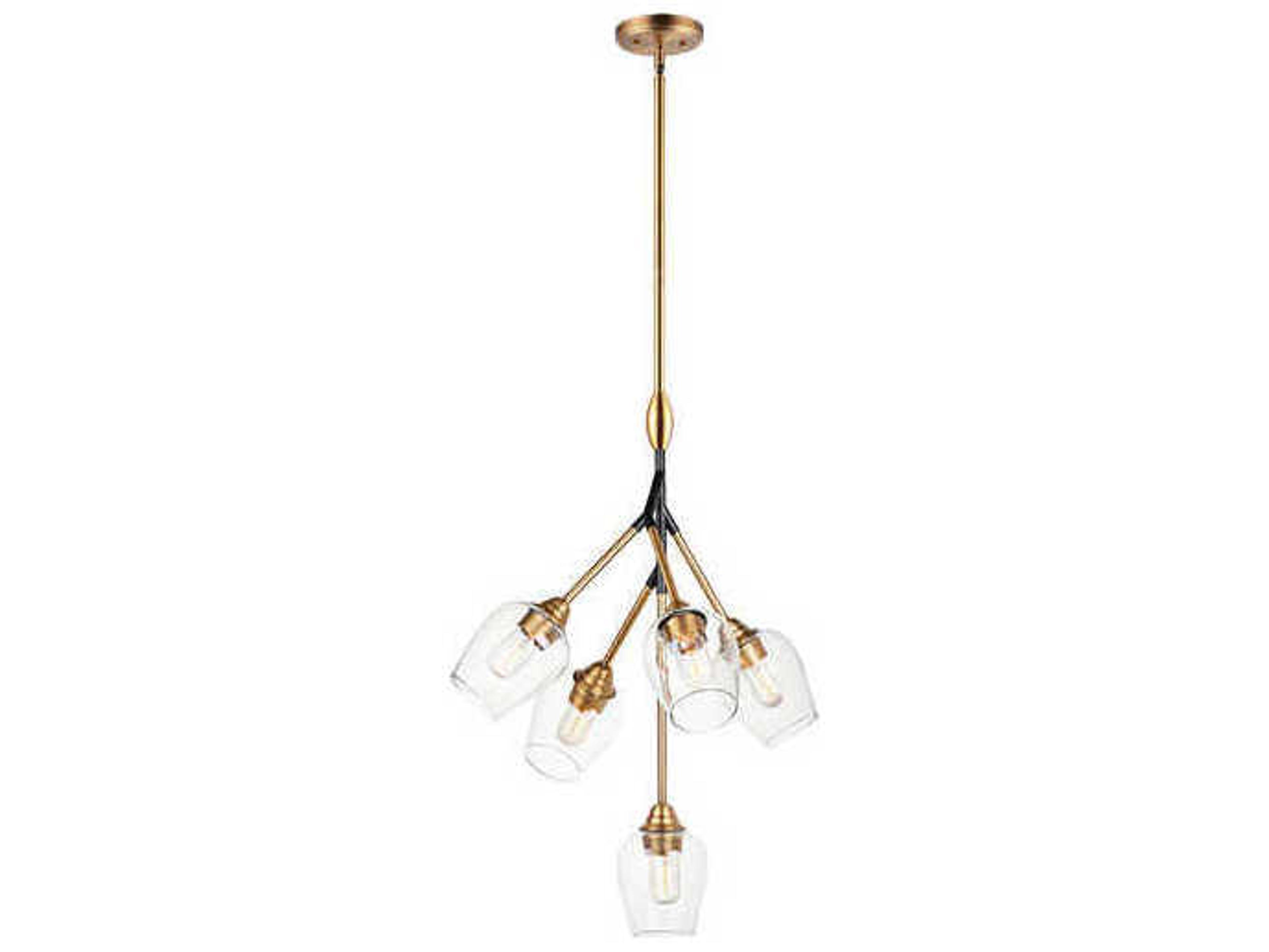 Maxim Lighting Savvy 5-Light Antique Brass Black Clear Glass Bell Pendant