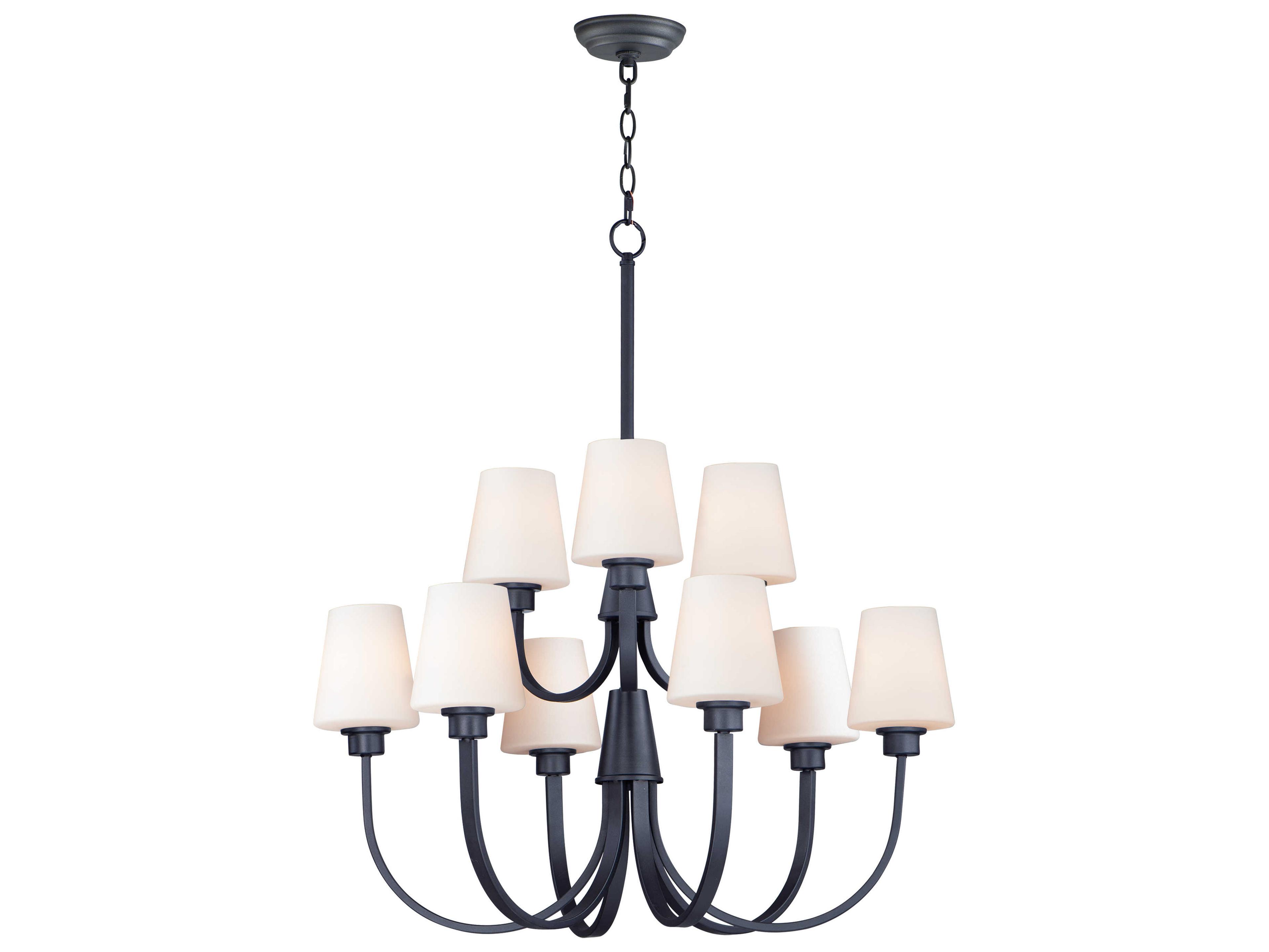 Maxim Lighting Shelter 9-Light Black Glass Empire Tiered Chandelier