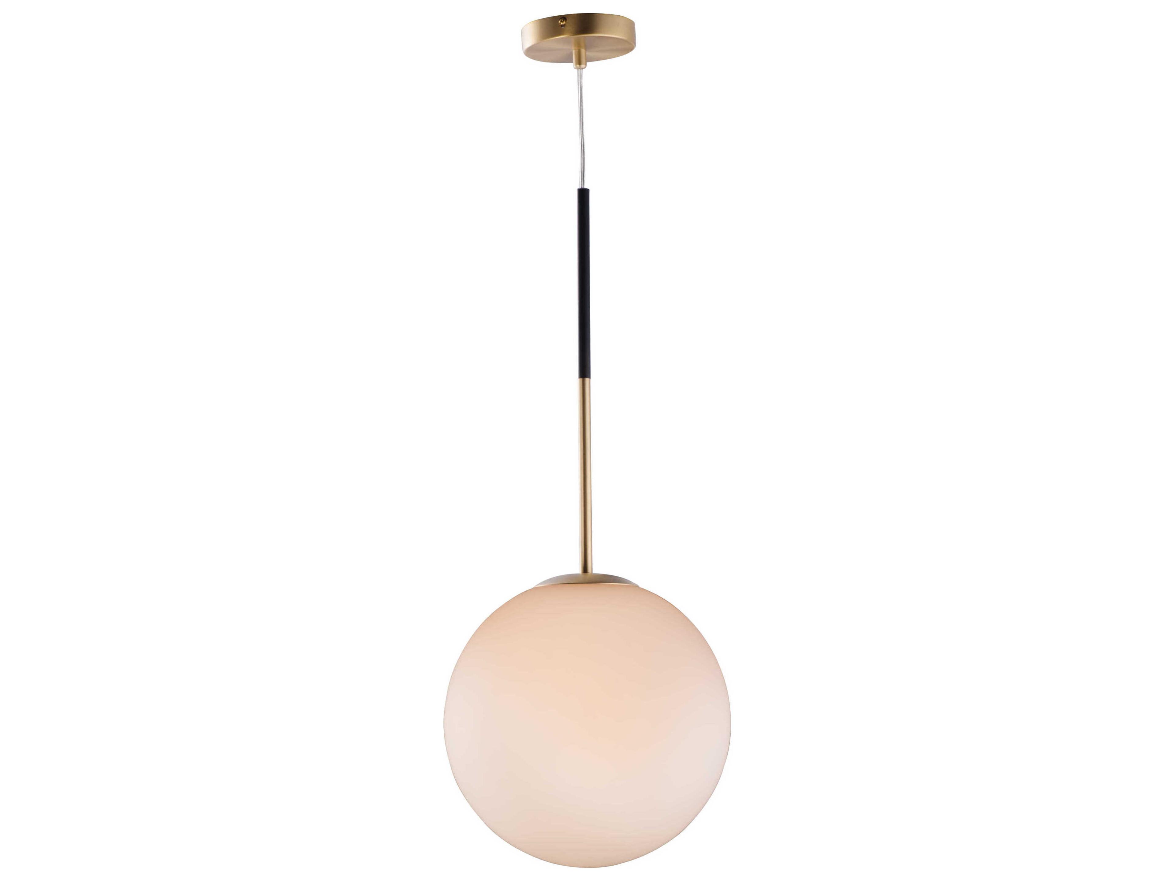 Maxim Lighting Vesper 1-Light Satin Brass Black Glass Globe Mini Pendant