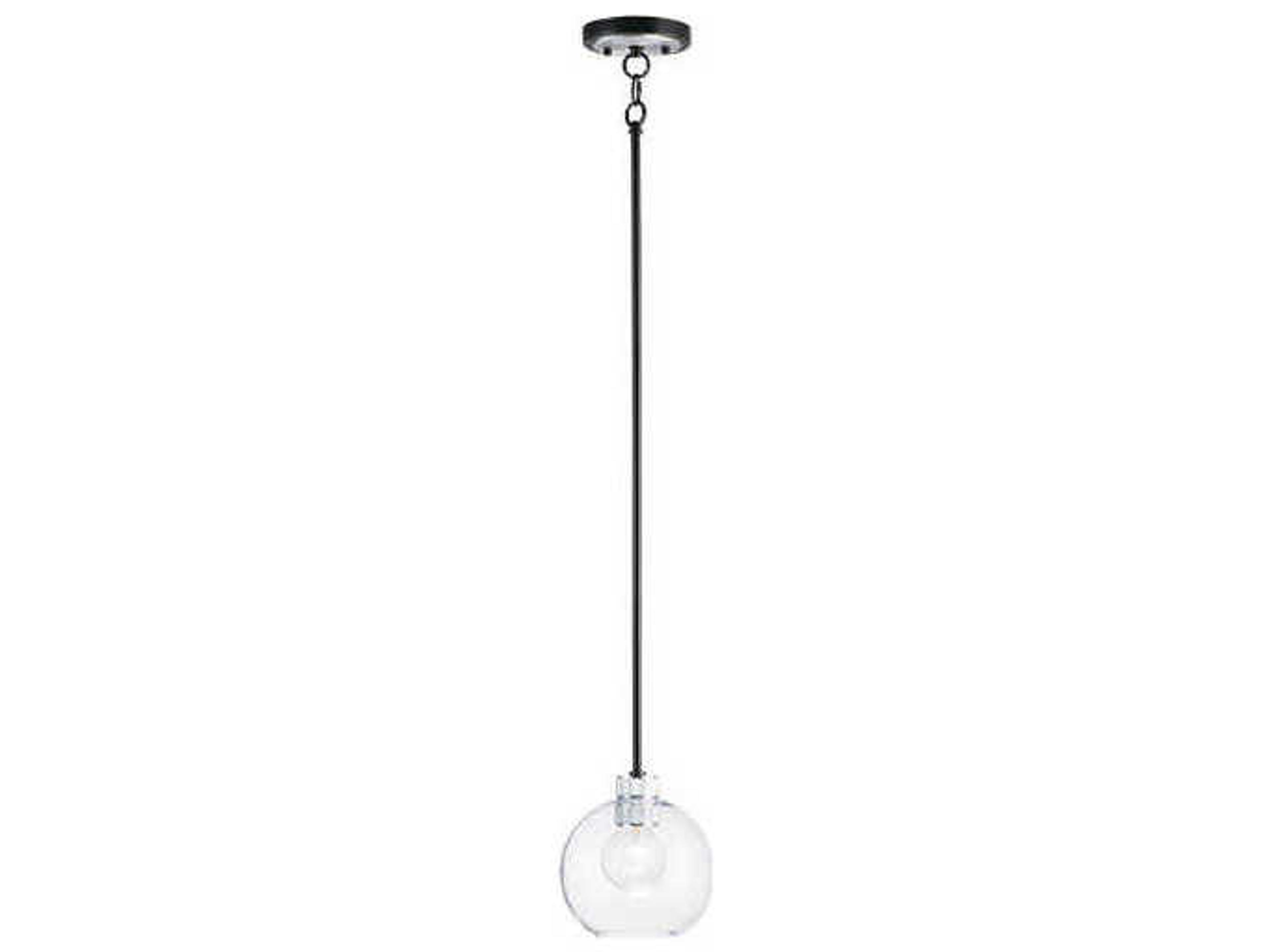Maxim Lighting Vessel 1-Light Black Brushed Aluminum Clear Glass Globe Mini Pendant