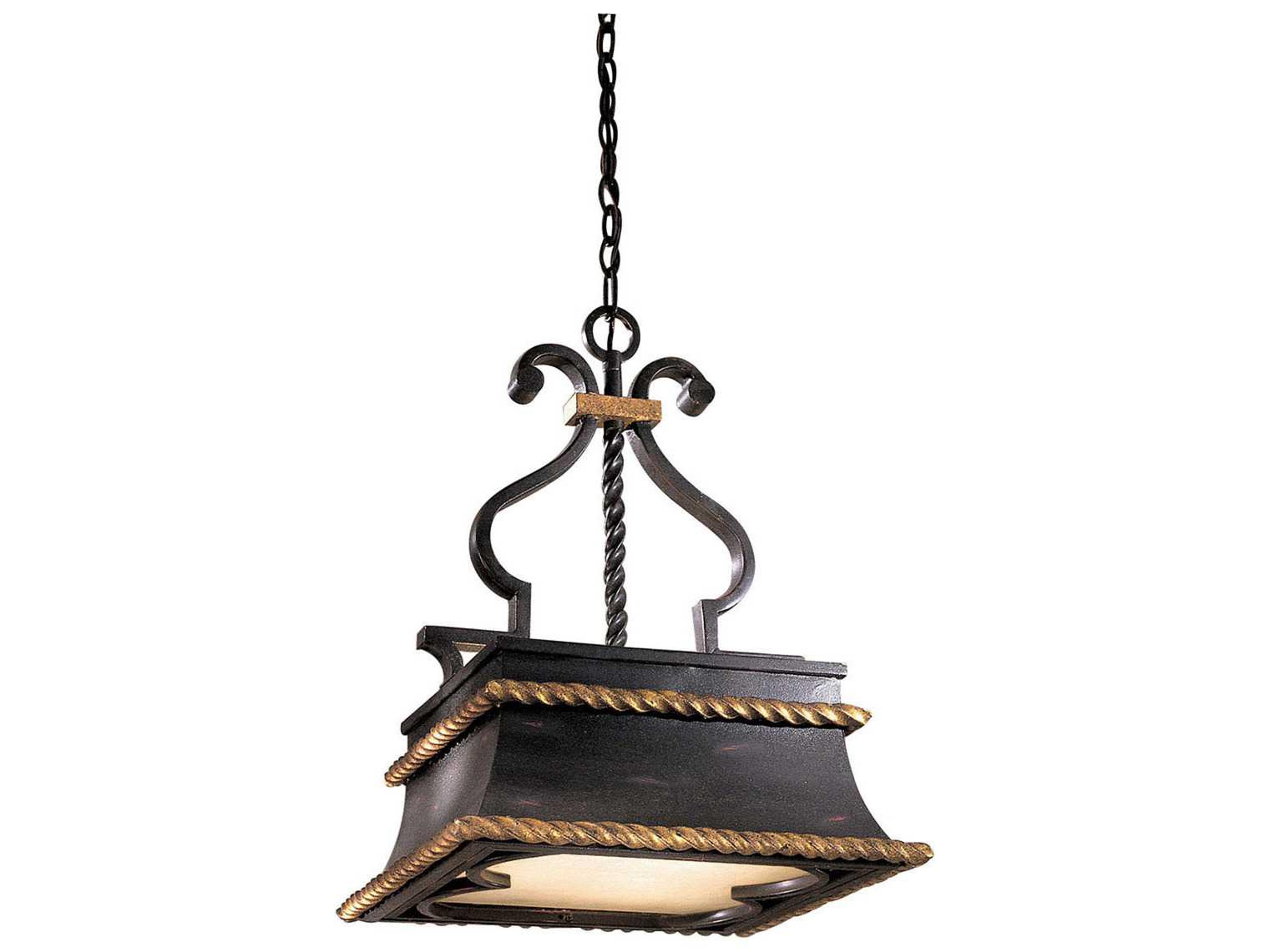 Metropolitan Montparnasse 3-Light French Black Gold Leaf Glass Pendant