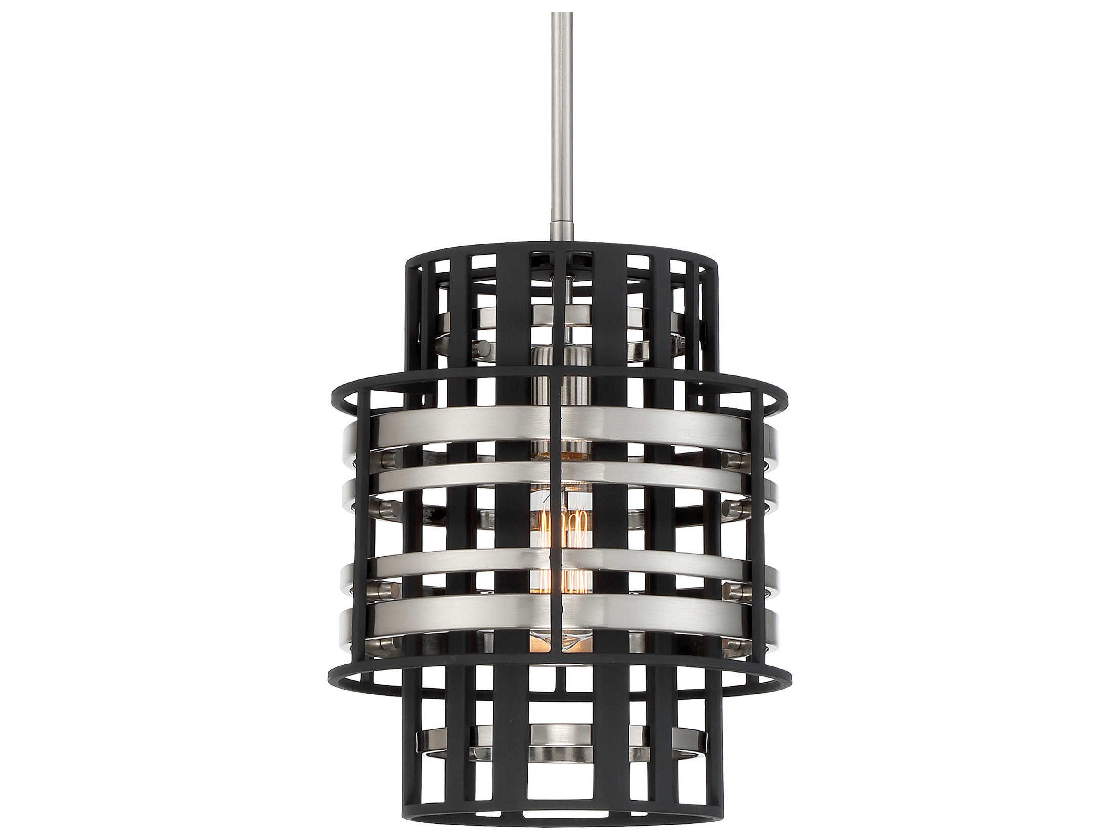 Metropolitan Preston 1-Light Brushed Nickel Sand Coal Black Mini Pendant