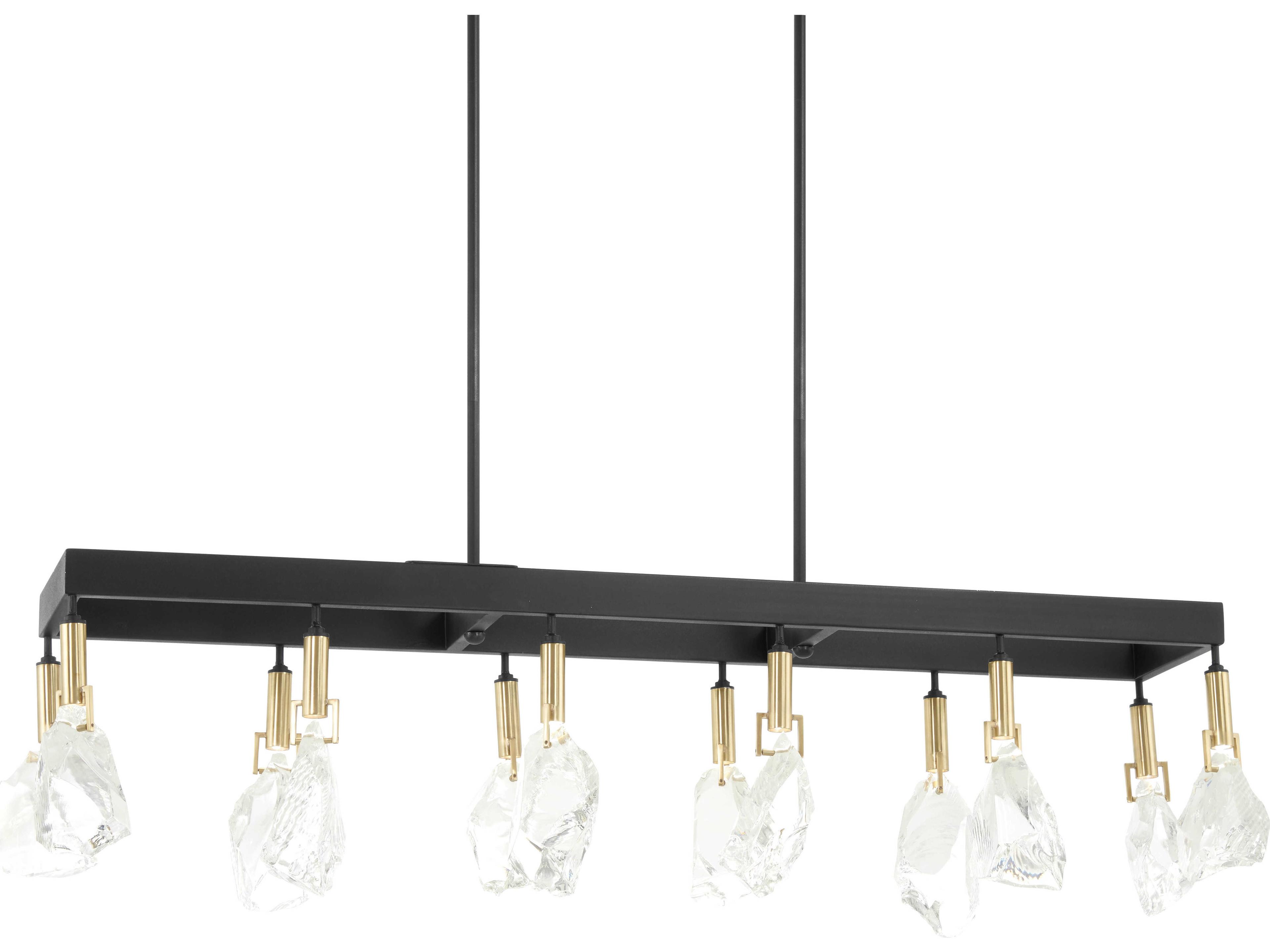 Metropolitan Rare Elements 12-Light Sand Coal Vintage Brass Black Crystal LED Island Pendant