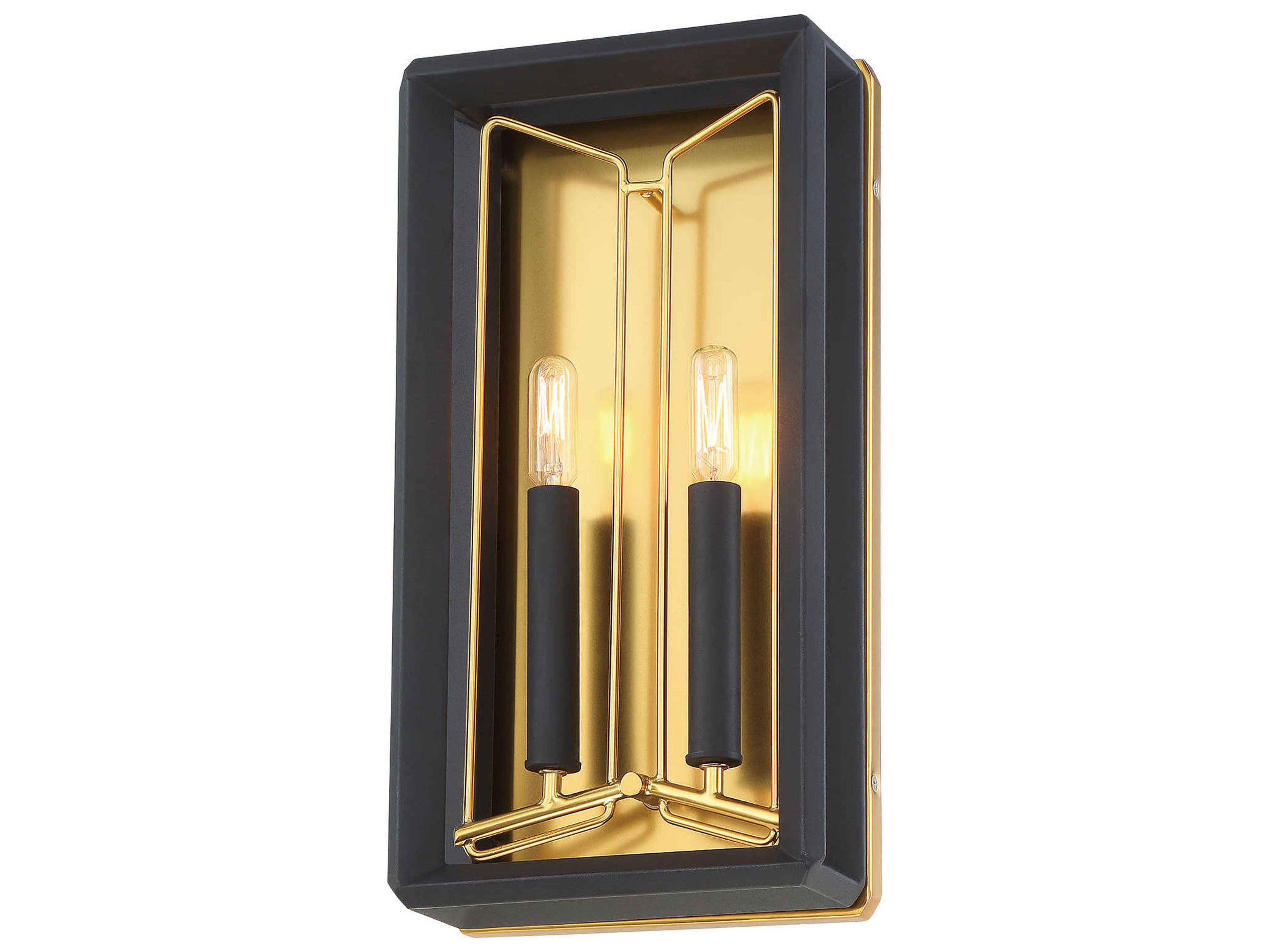 Metropolitan Sable Point 2-Light Sand Black With Honey Gold Accent Wall Sconce