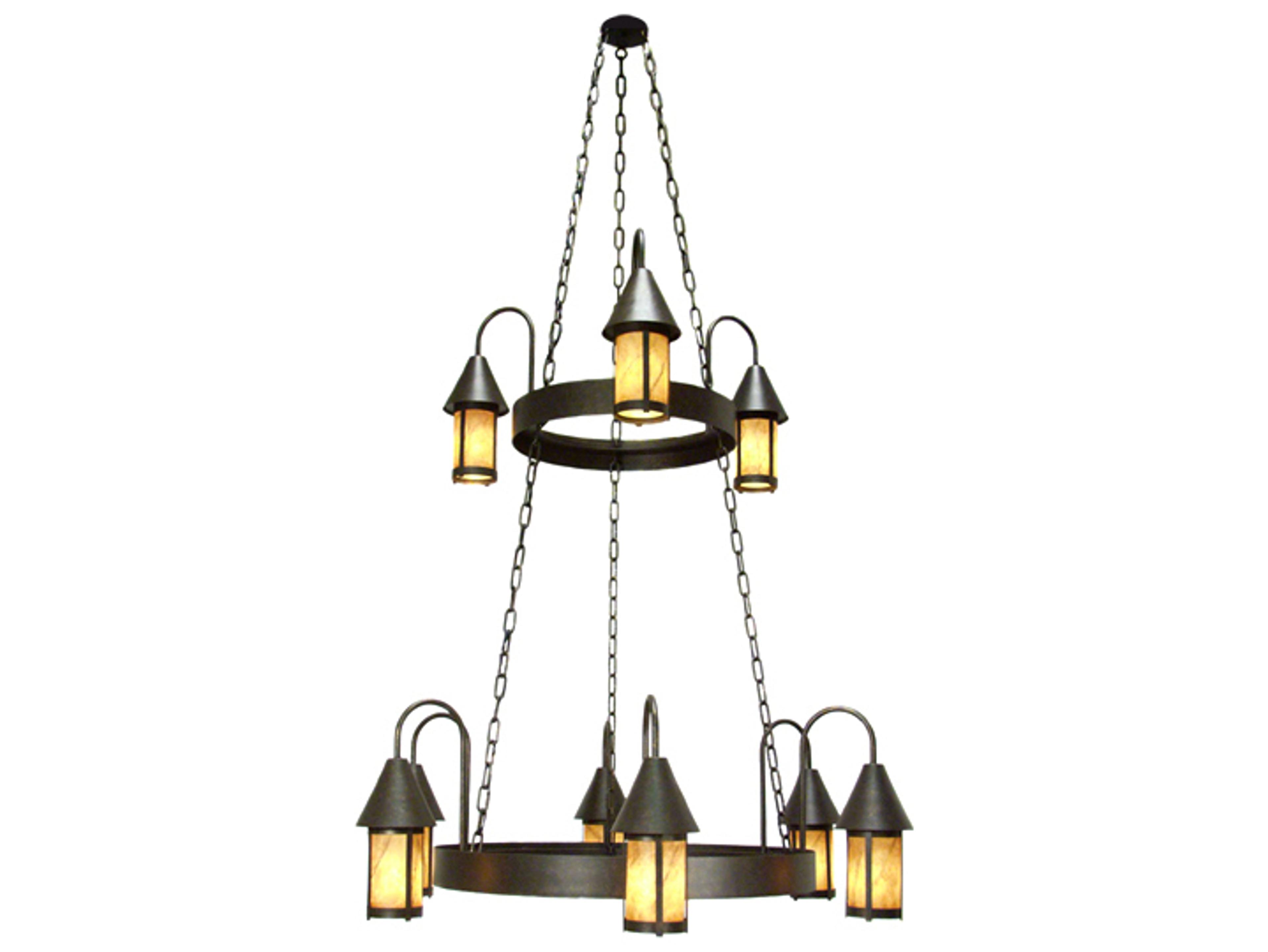 Meyda Algonquin 9-Light Gilded Tobacco Brown Cylinder Tiered Chandelier