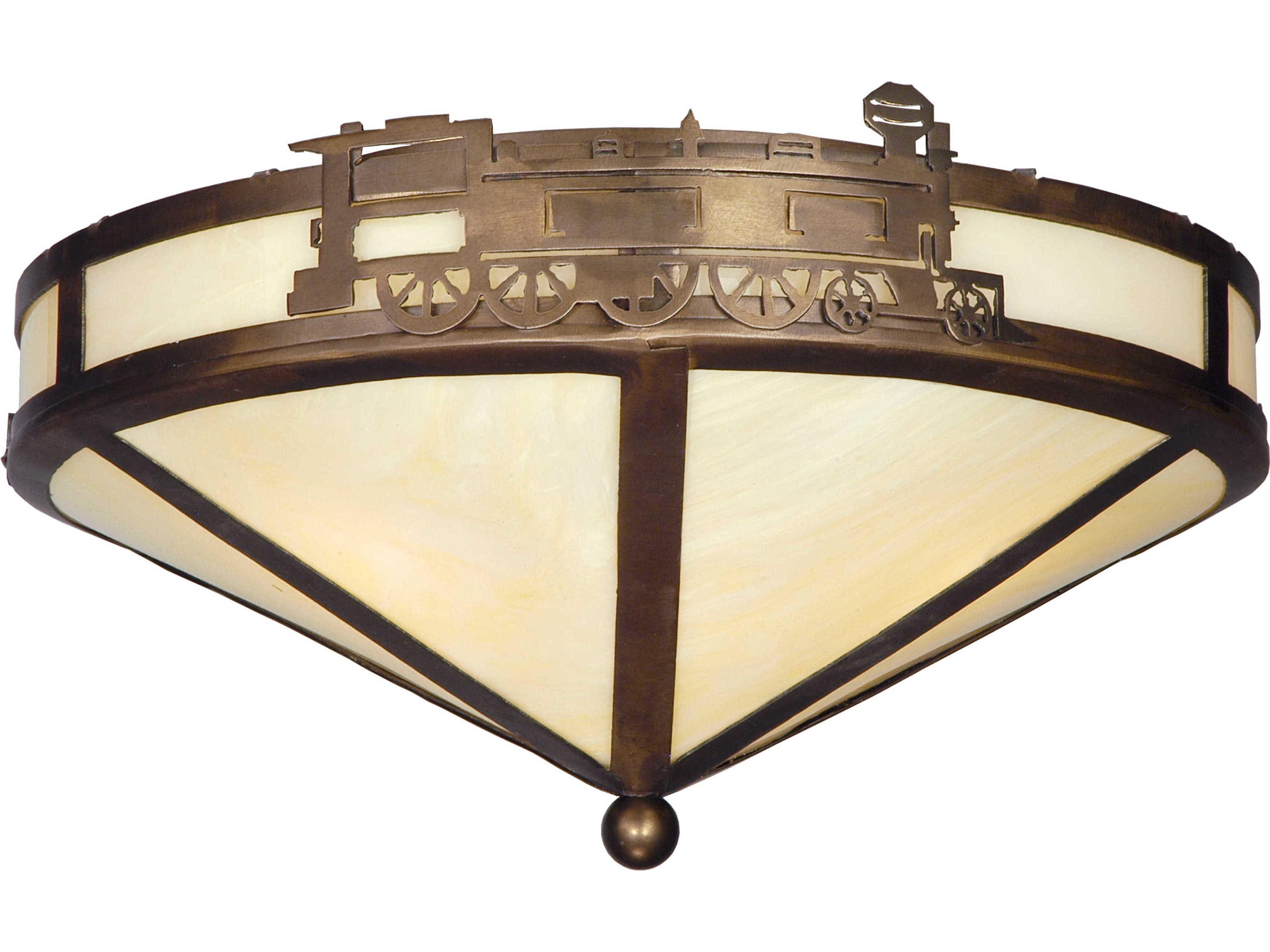Meyda Train 3-Light Copper Flush Mount