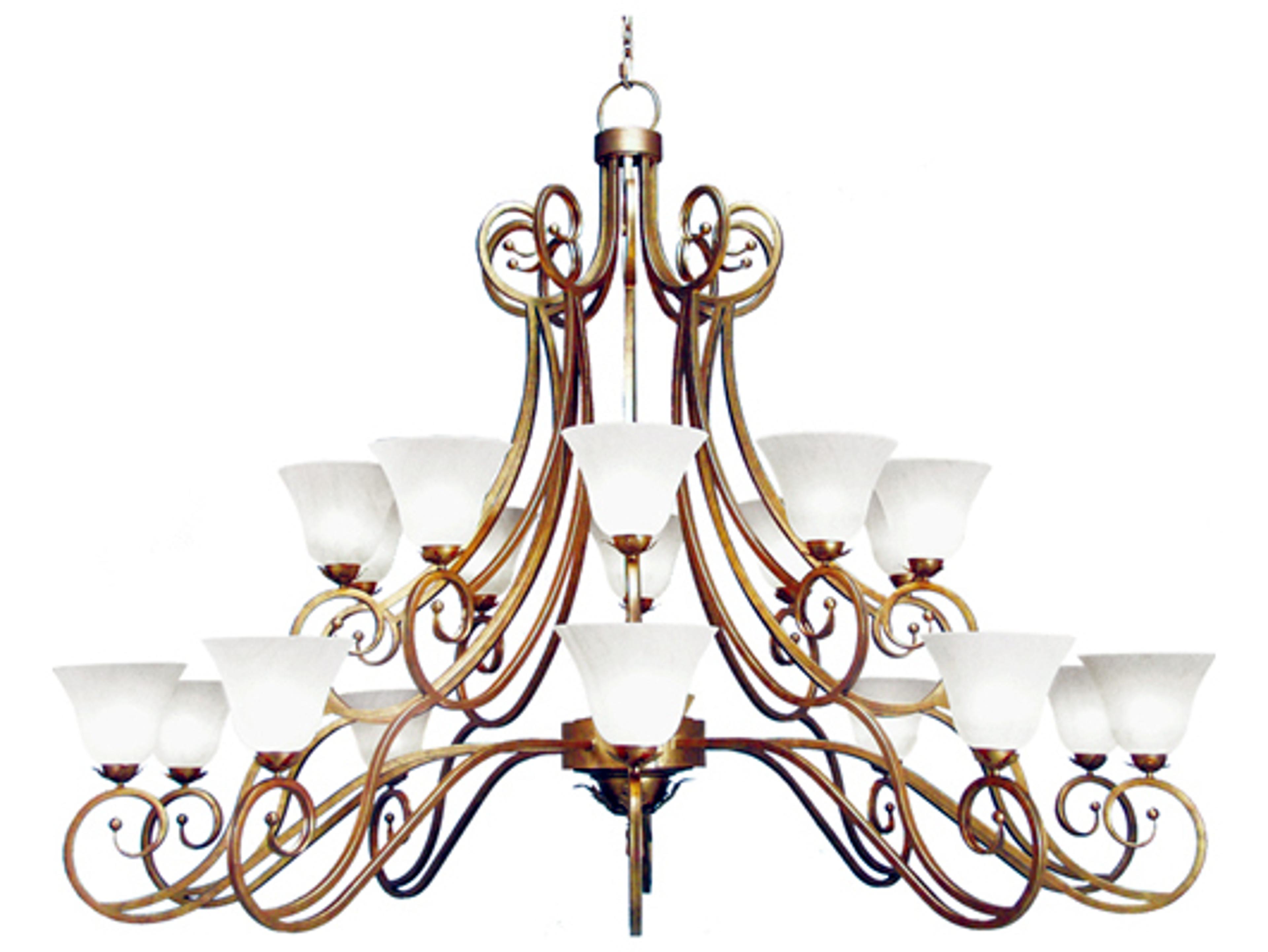 Meyda Angelo 20-Light Autumn Leaf Gold Glass Bell Tiered Chandelier