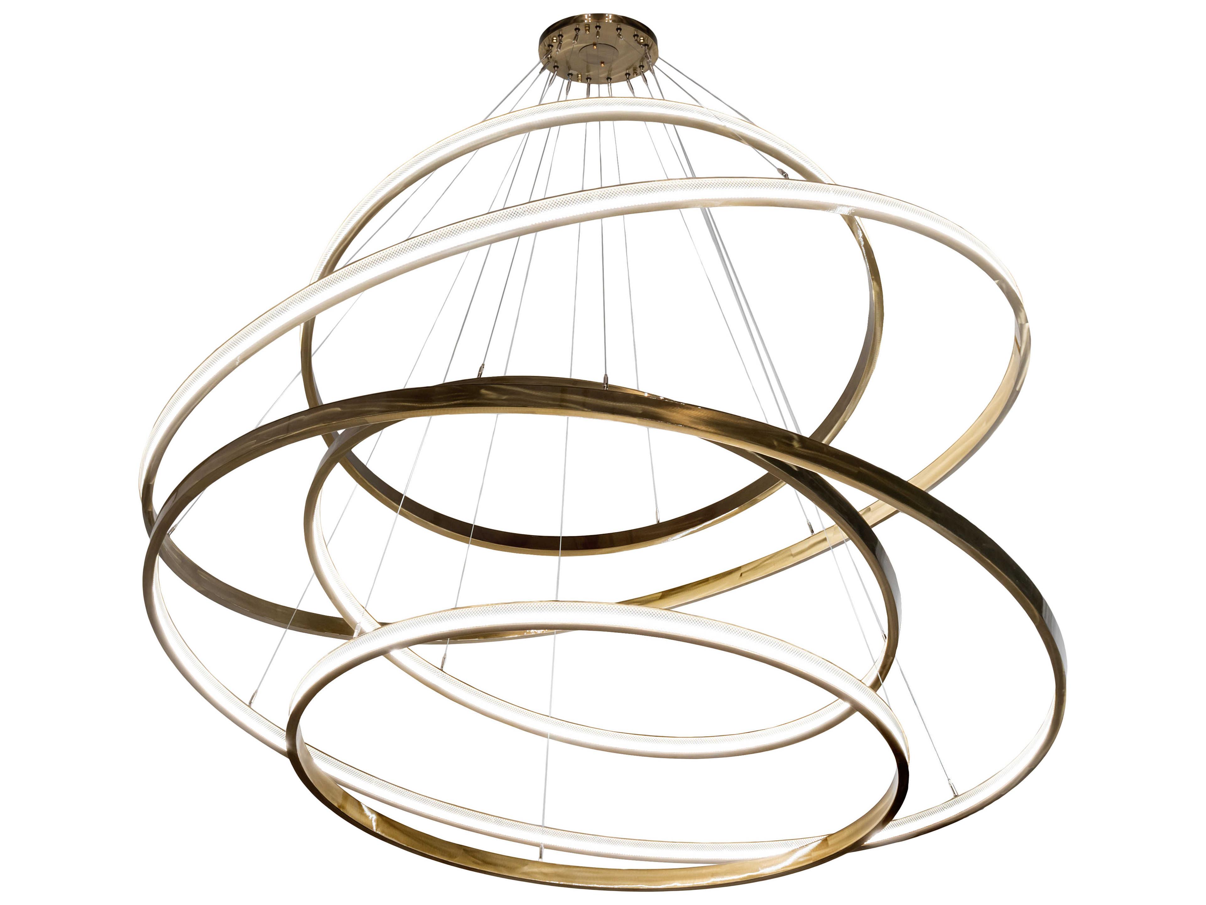 Meyda Anillo Strip Brass Tint LED Round Tiered Pendant