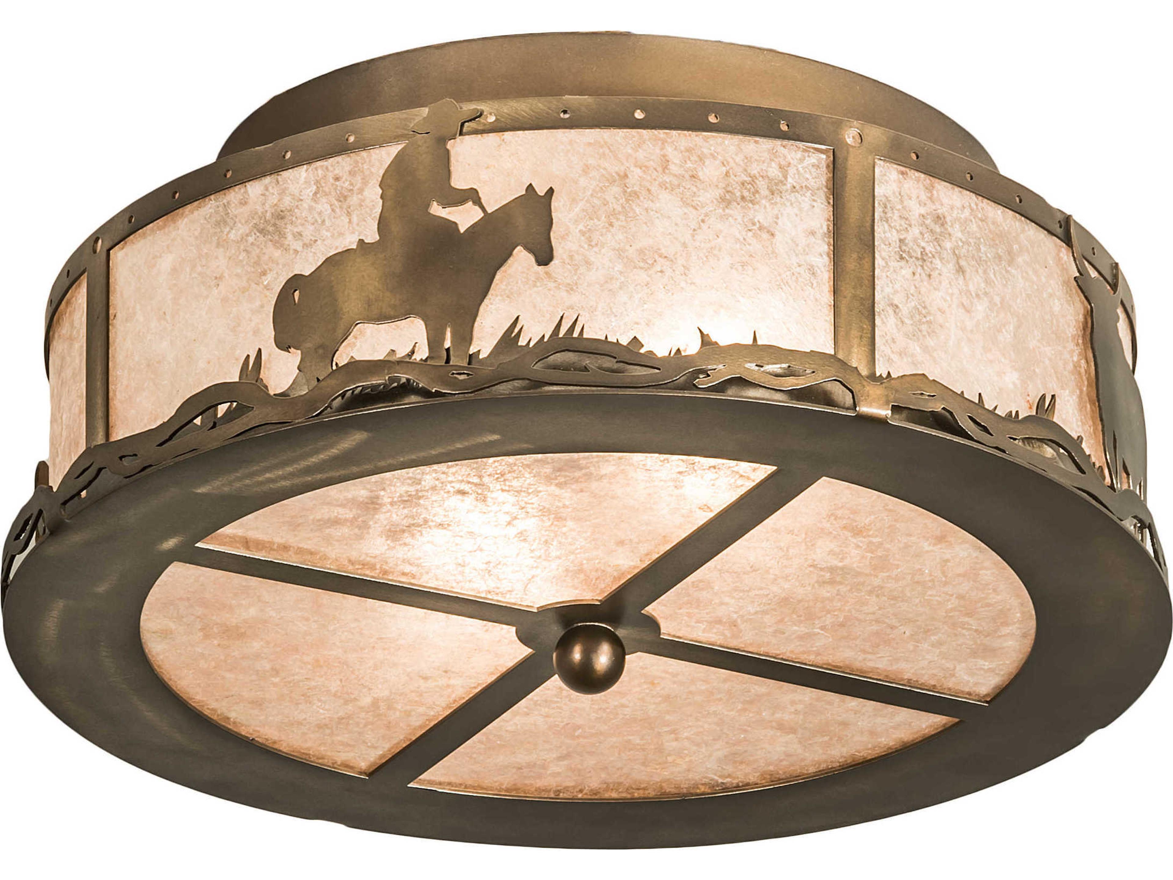 Meyda Animals 2-Light Copper Glass Drum Flush Mount