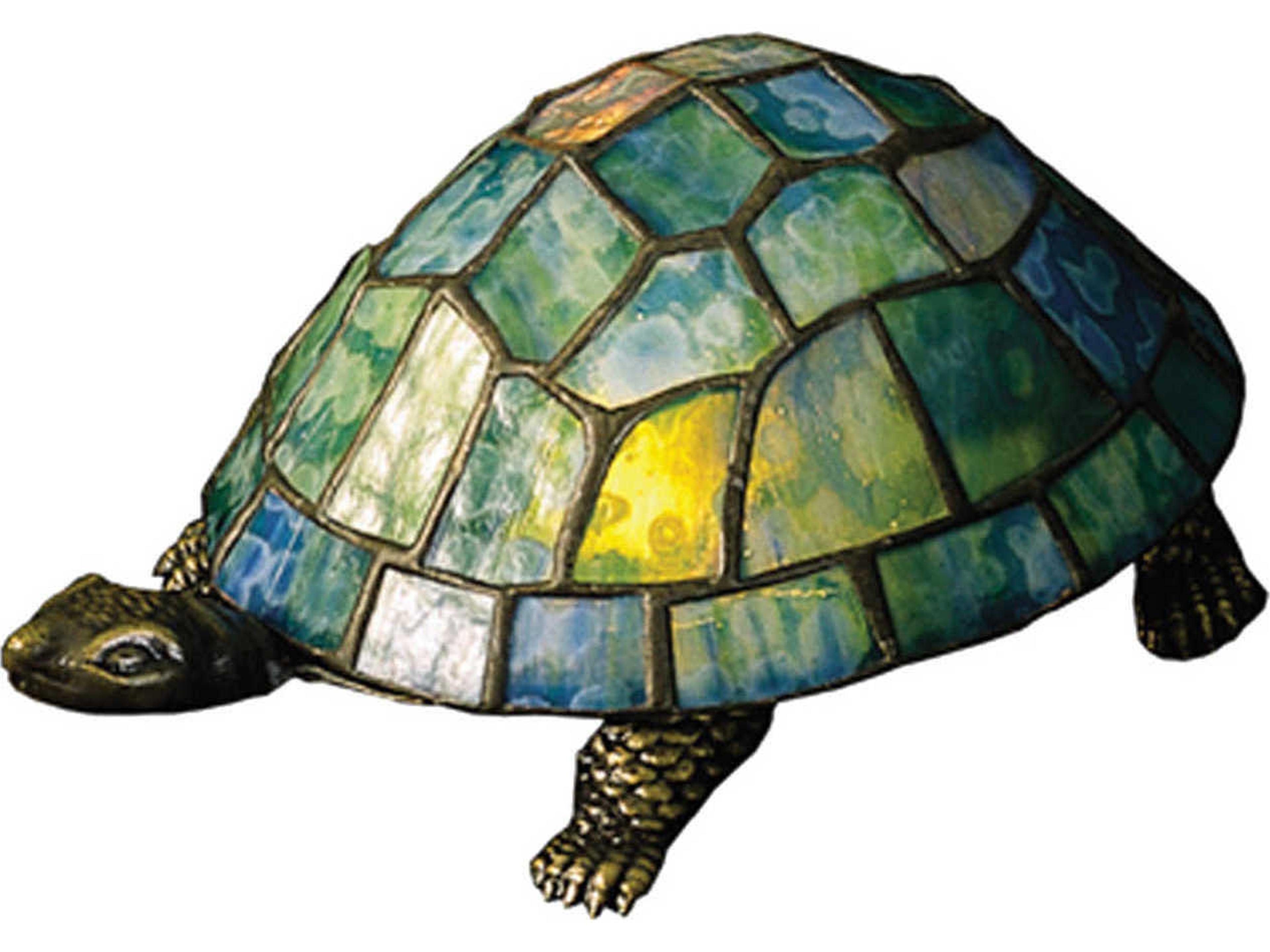 Meyda Turtle Tiffany Glass Accent Green Table Lamp