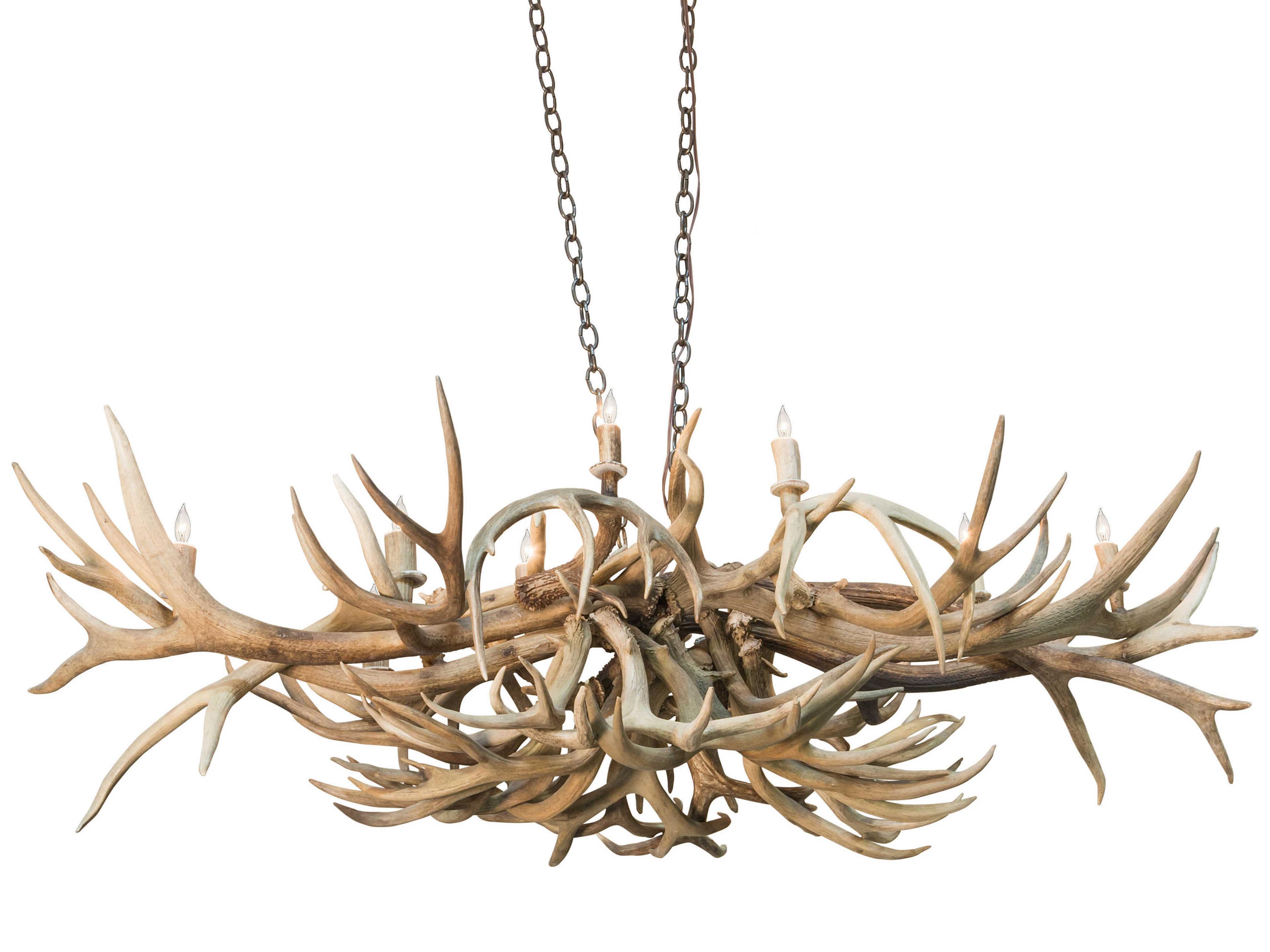 Meyda Antlers 10-Light Antique Copper Off White Island Pendant