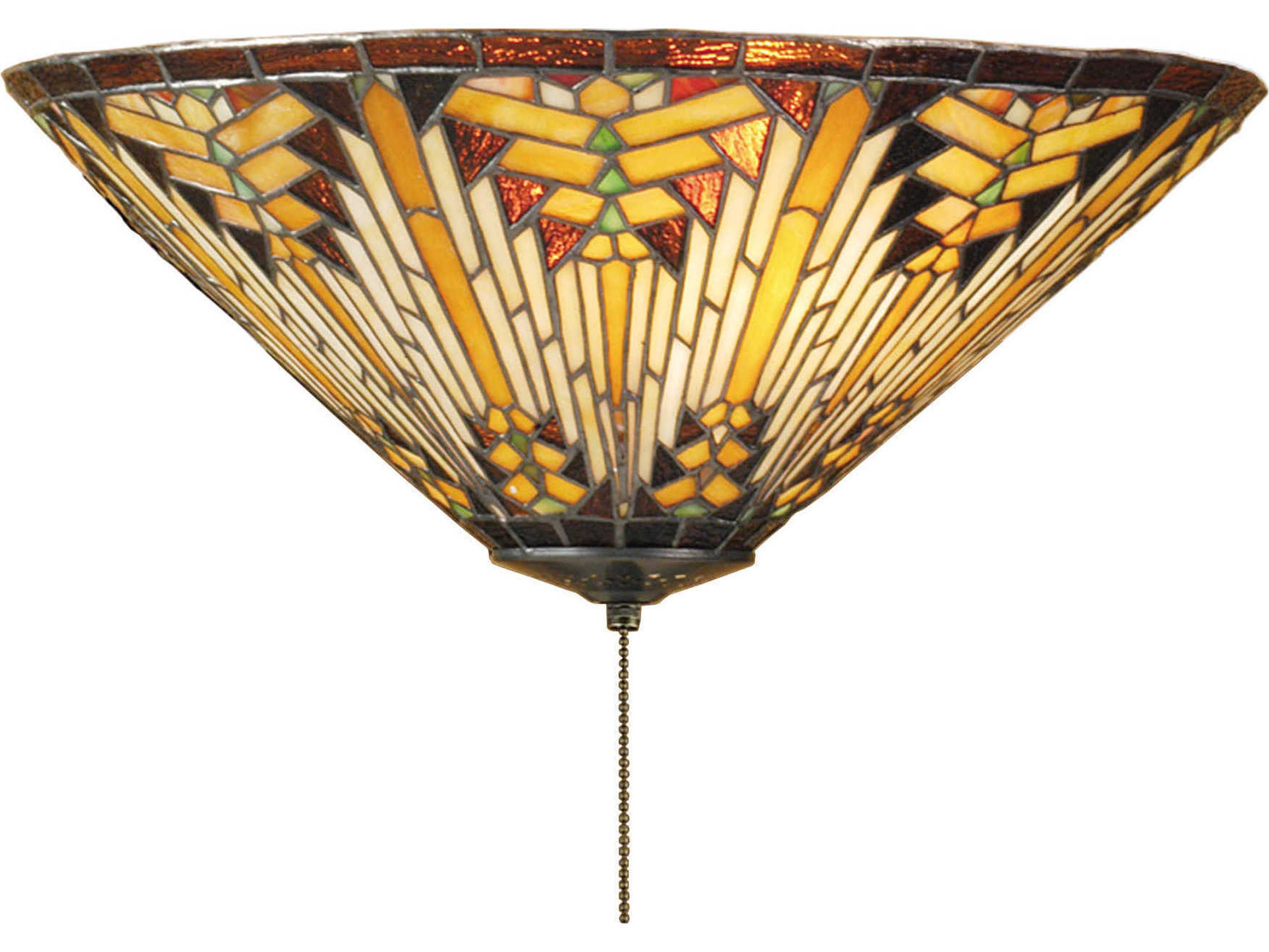 Meyda Nuevo Mission 3-Light Bronze Tiffany Bowl Geometric Flush Mount