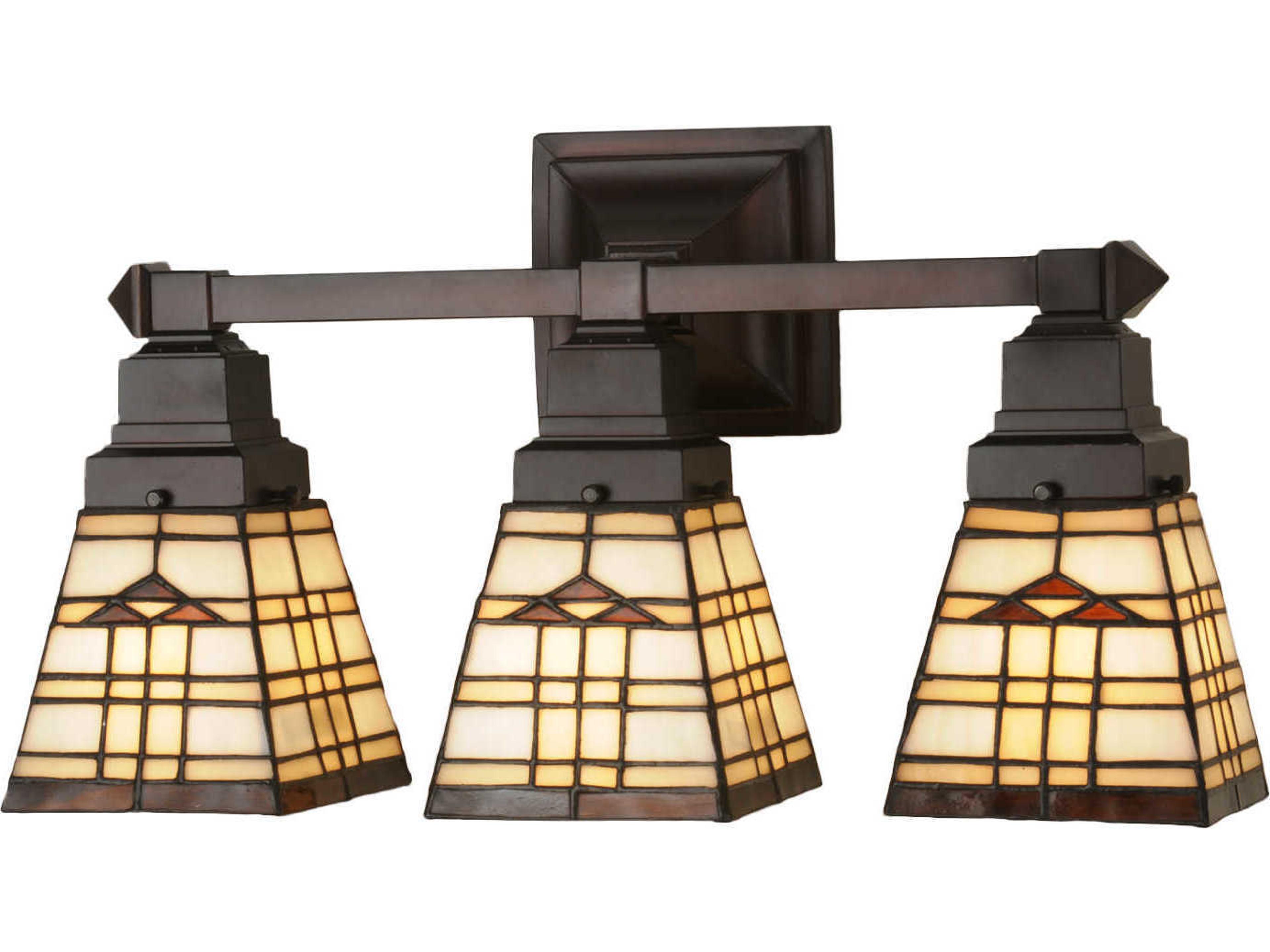Meyda Arrowhead 3-Light Brown Glass Tiffany Vanity Light