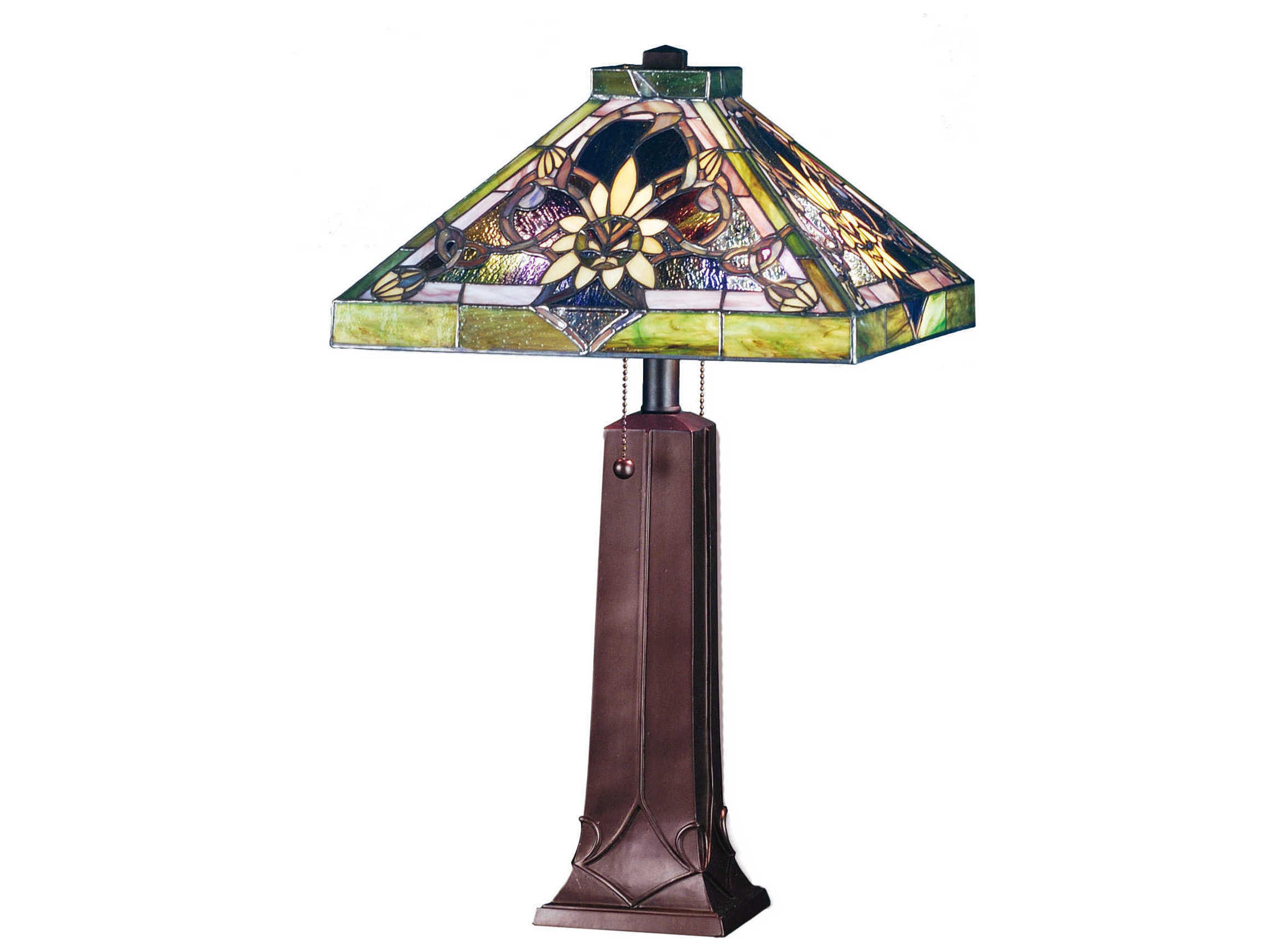 Meyda Solstice Bronze Glass Tiffany Table Lamp