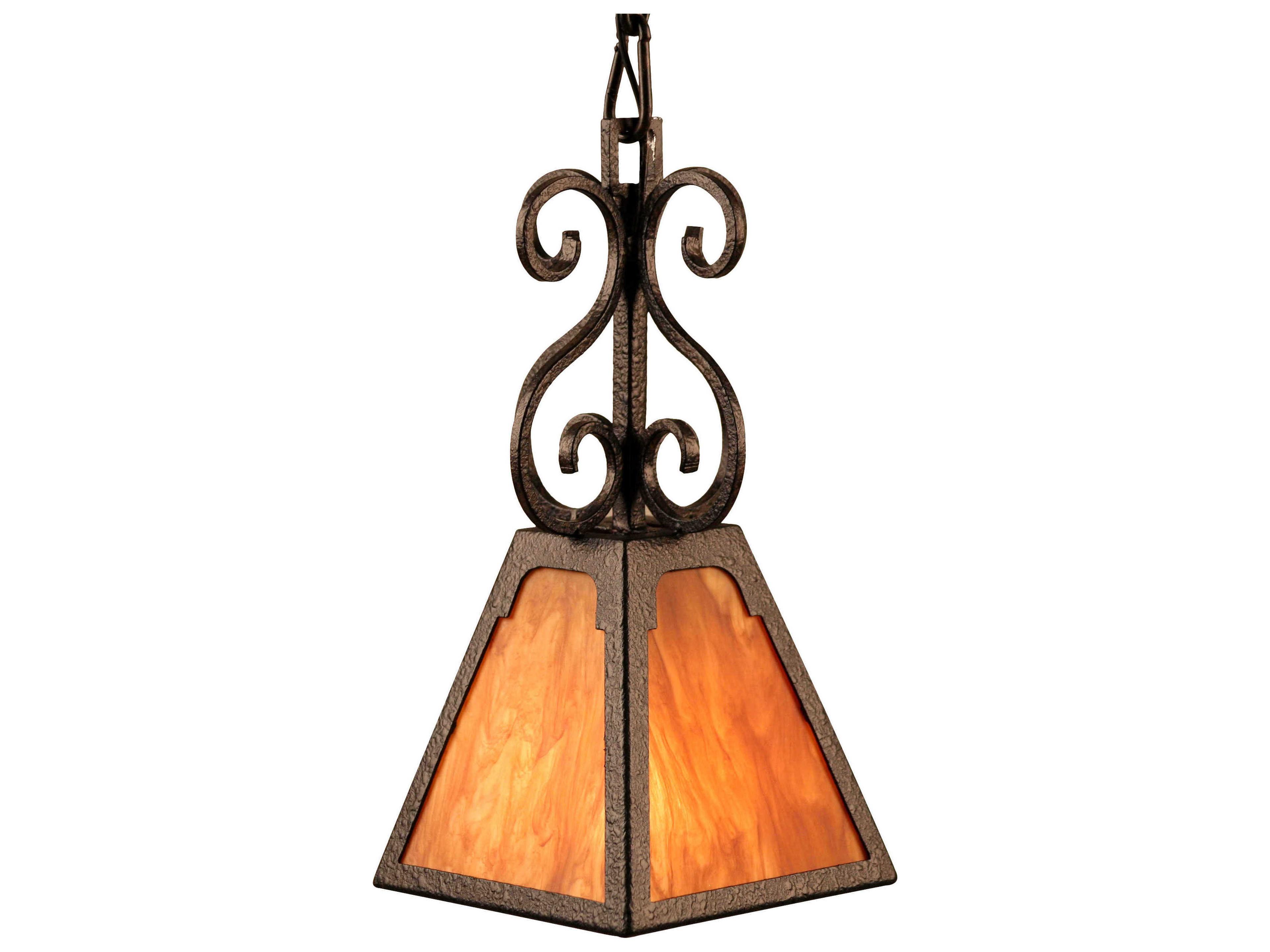 Meyda Ava 1-Light Amber Brown Glass Lantern Mini Pendant