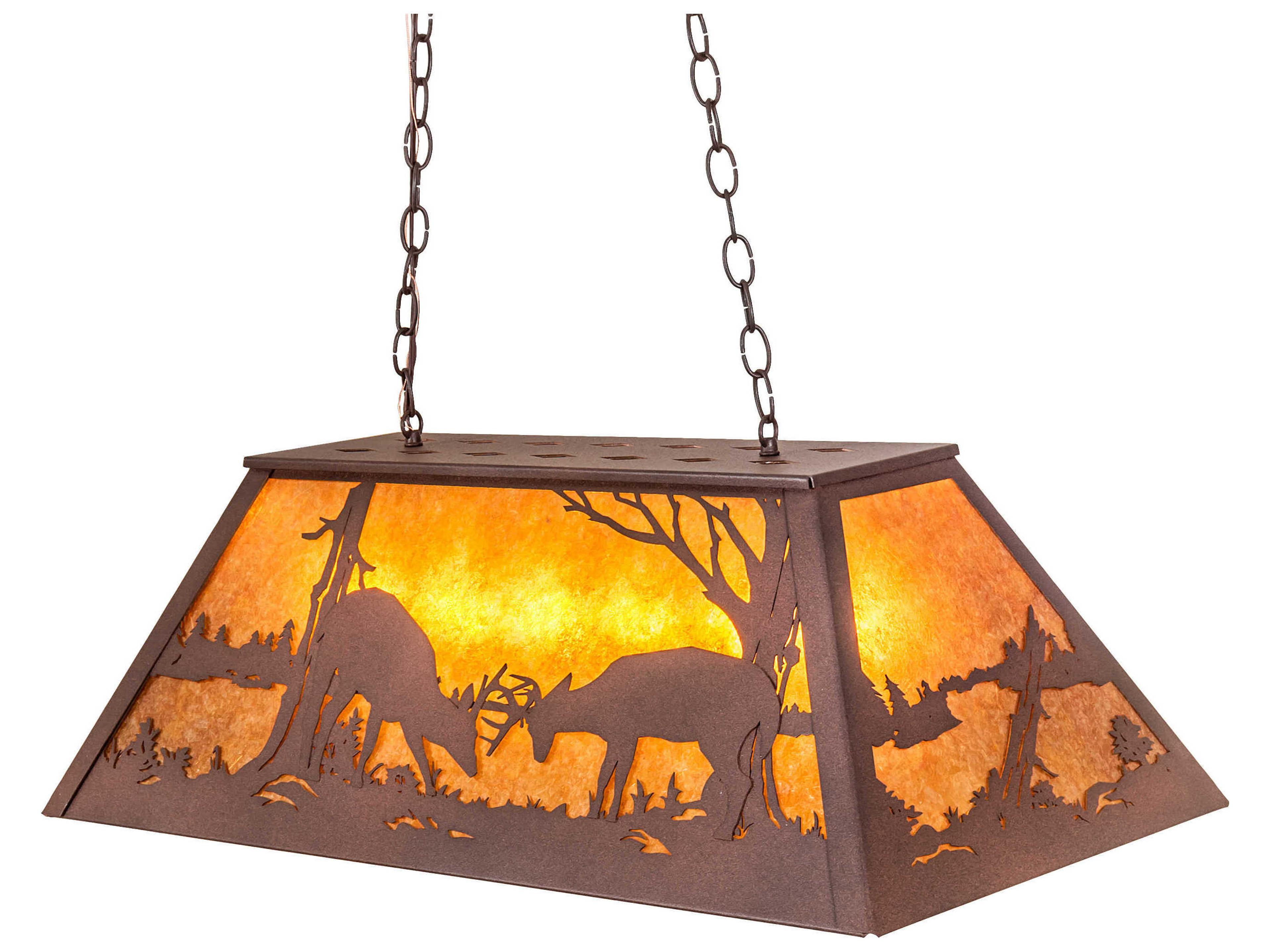 Meyda Battling Bucks 6-Light Rust Brown Tiffany Island Pendant