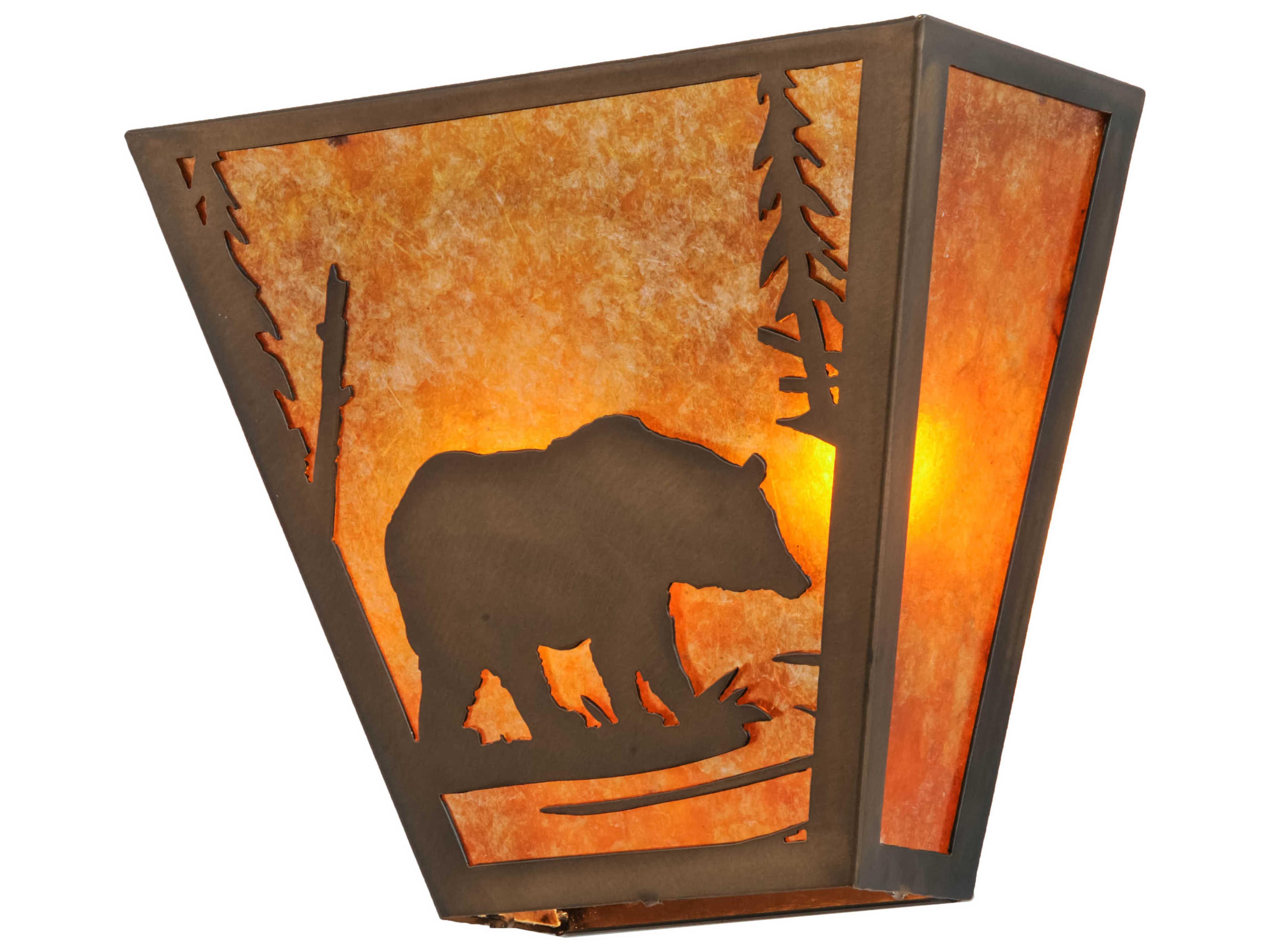 Meyda Bear Creek 2-Light Antique Copper amber Tiffany Wall Sconce