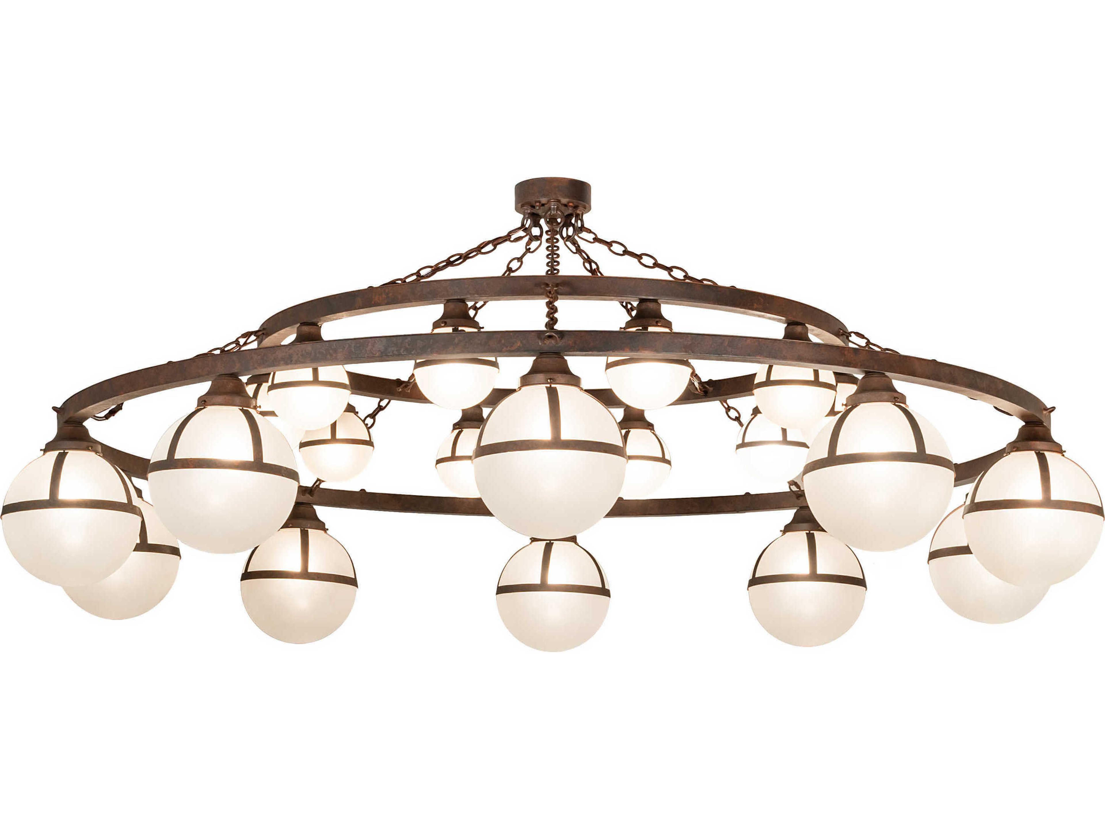 Meyda Bola 20-Light Rust Brown Glass Globe Chandelier