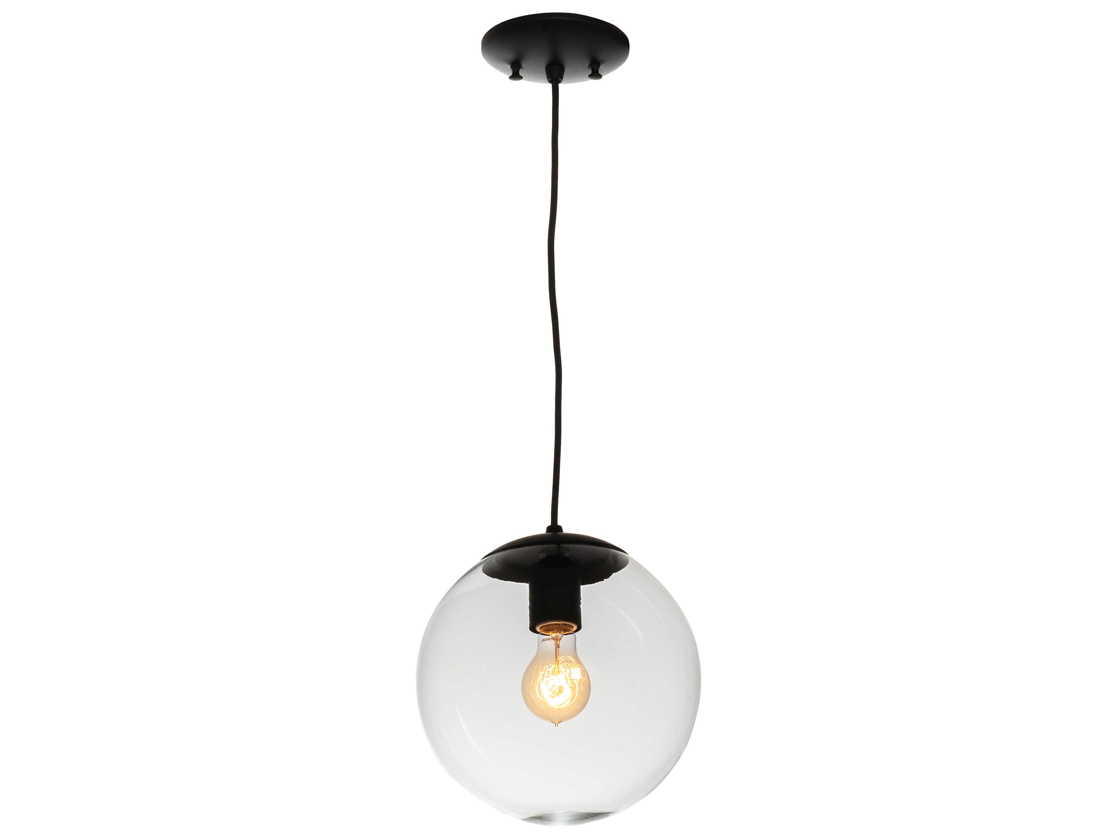 Meyda Bola 1-Light Flat Black Glass Globe Mini Pendant