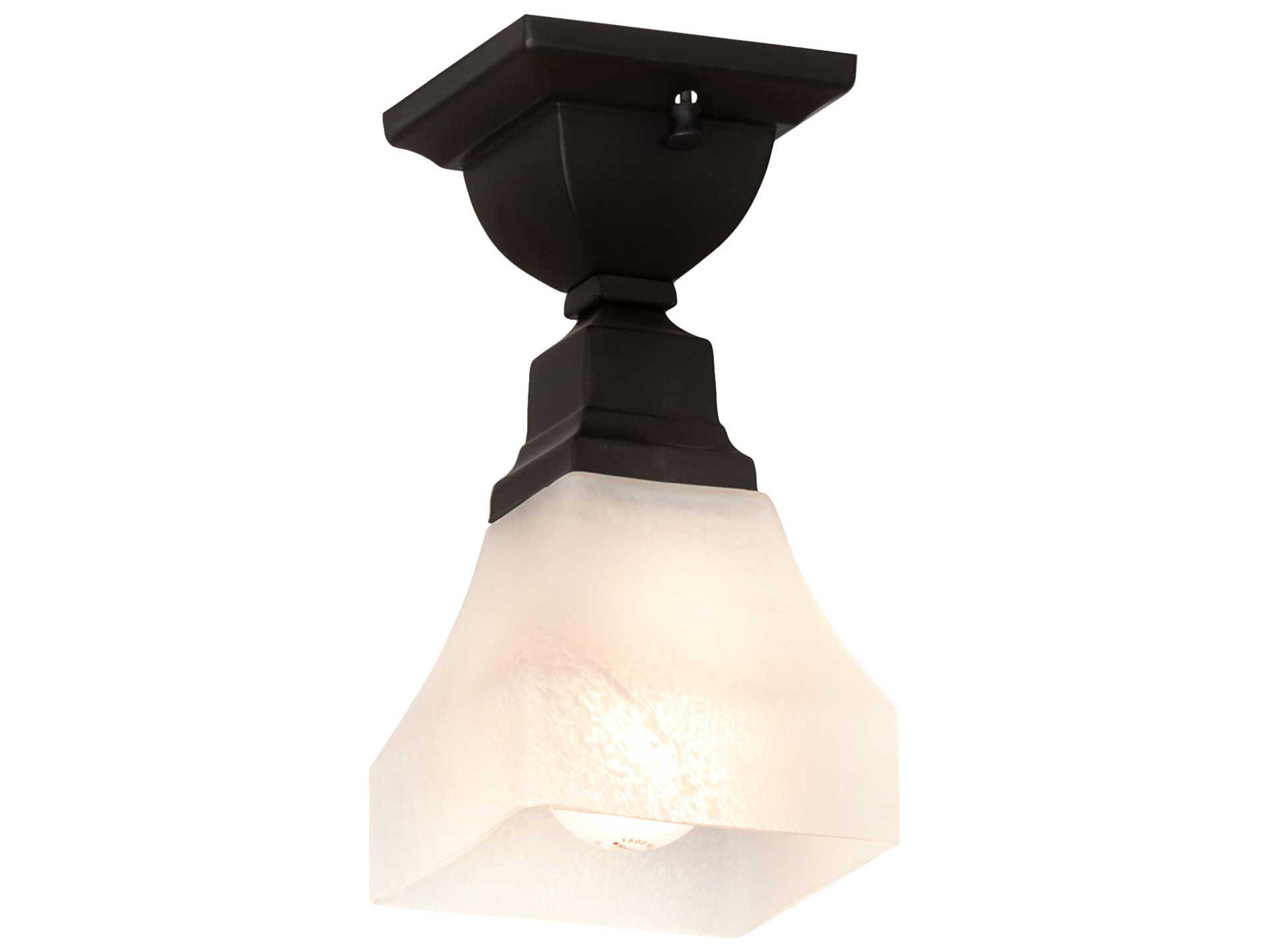 Meyda Bungalow 1-Light Oil Rubbed Bronze Glass Flush Mount