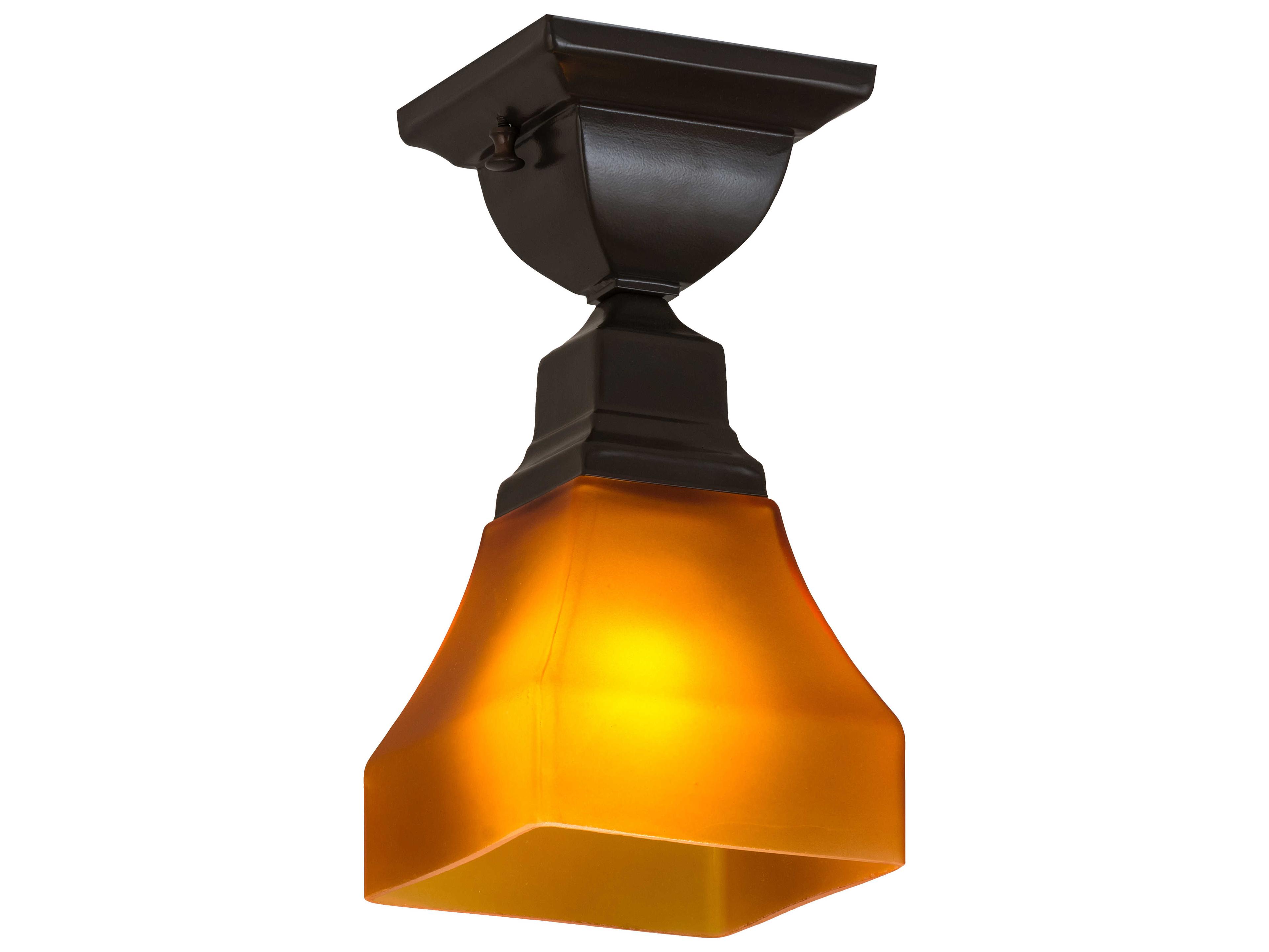 Meyda Bungalow 1-Light Timeless Bronze Glass Flush Mount