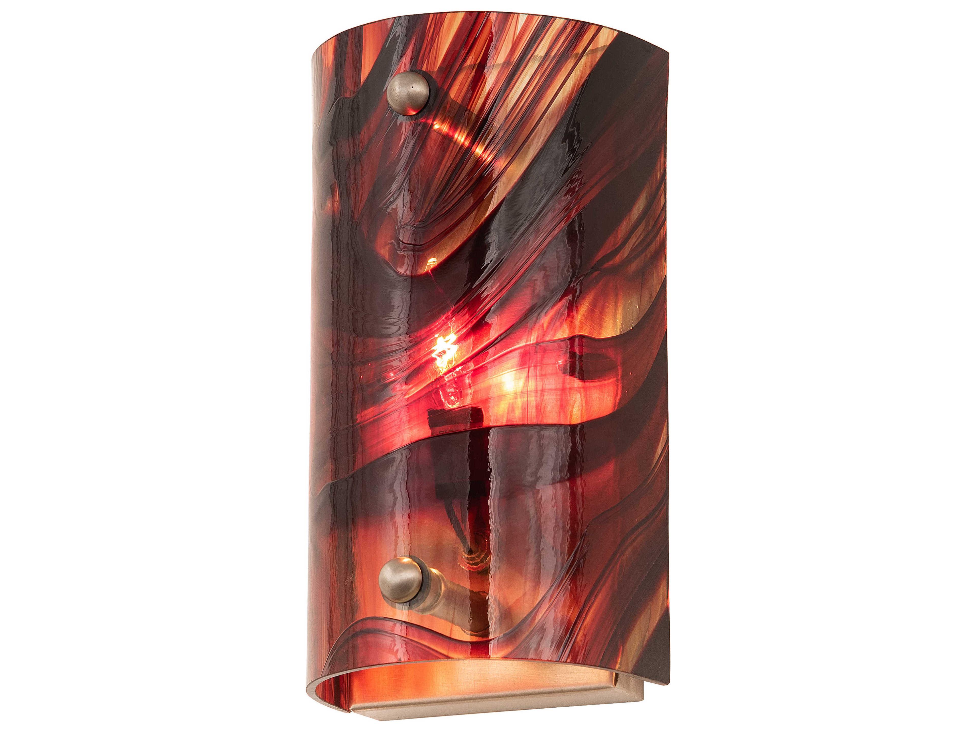 Meyda Cabernet Swirl 1-Light Brushed Nickel Red Glass Tiffany Wall Sconce