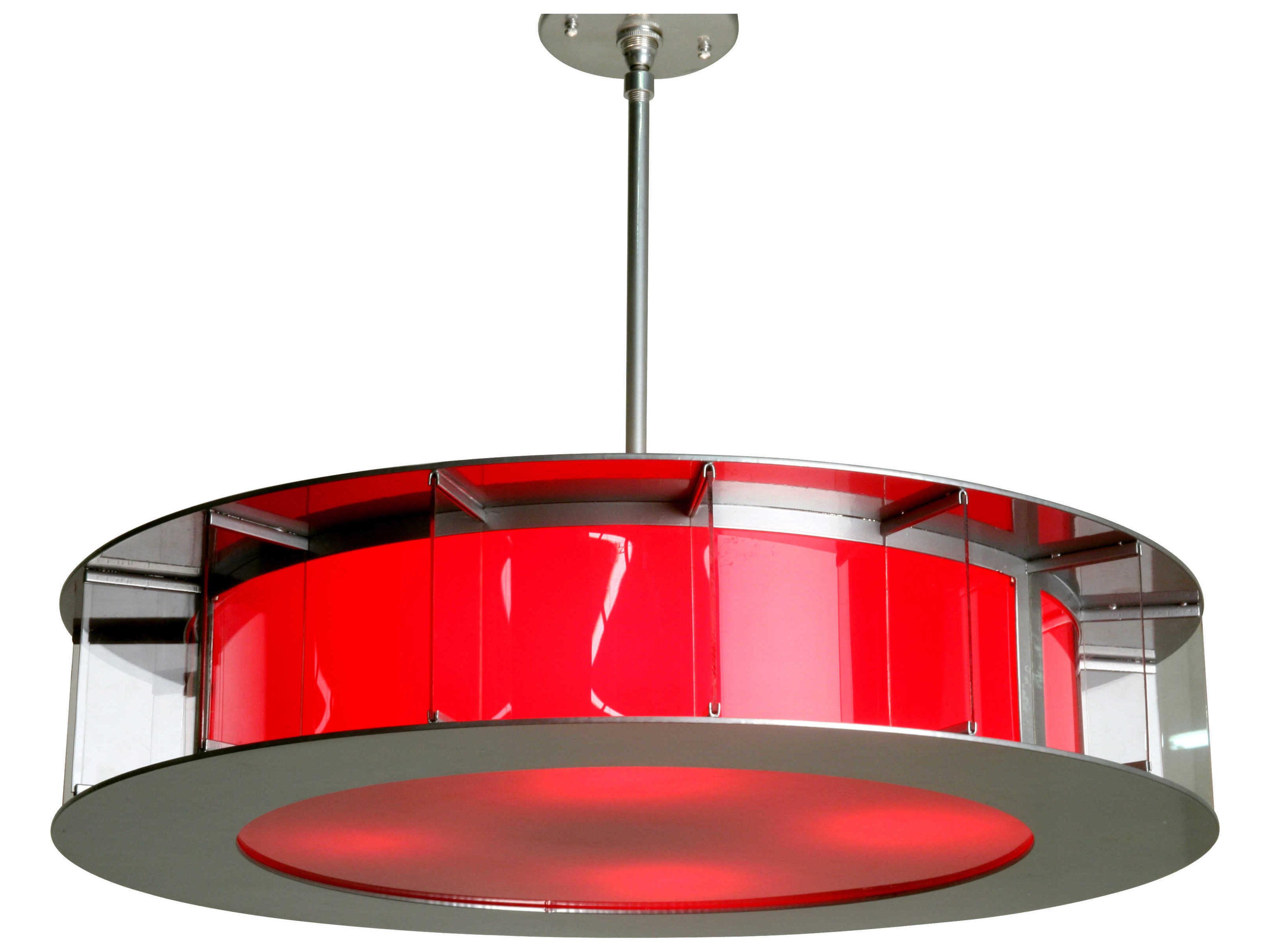 Meyda Calidus 4-Light Brushed Nickel Red Drum Pendant
