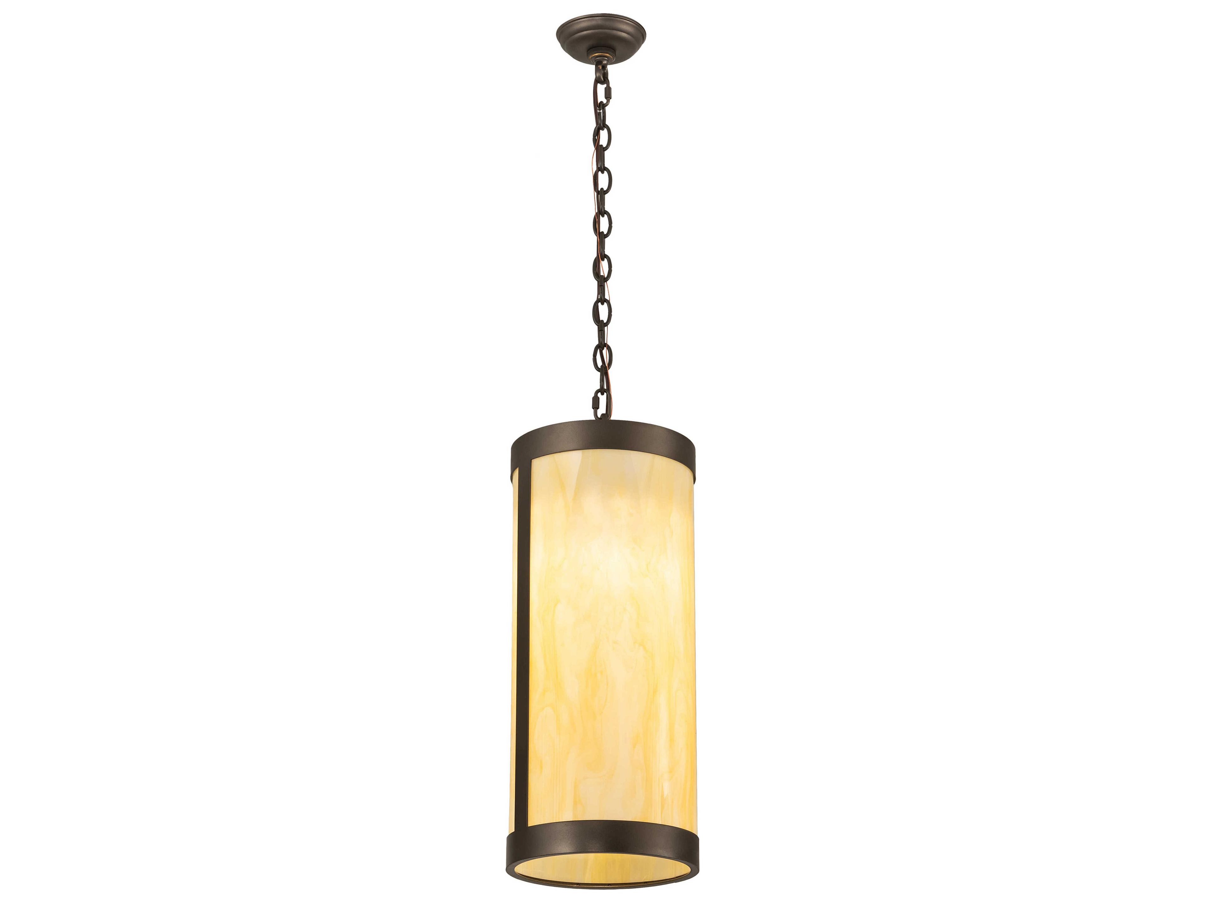 Meyda Cartier 1-Light Oil Rubbed Bronze Off White Cylinder Mini Pendant