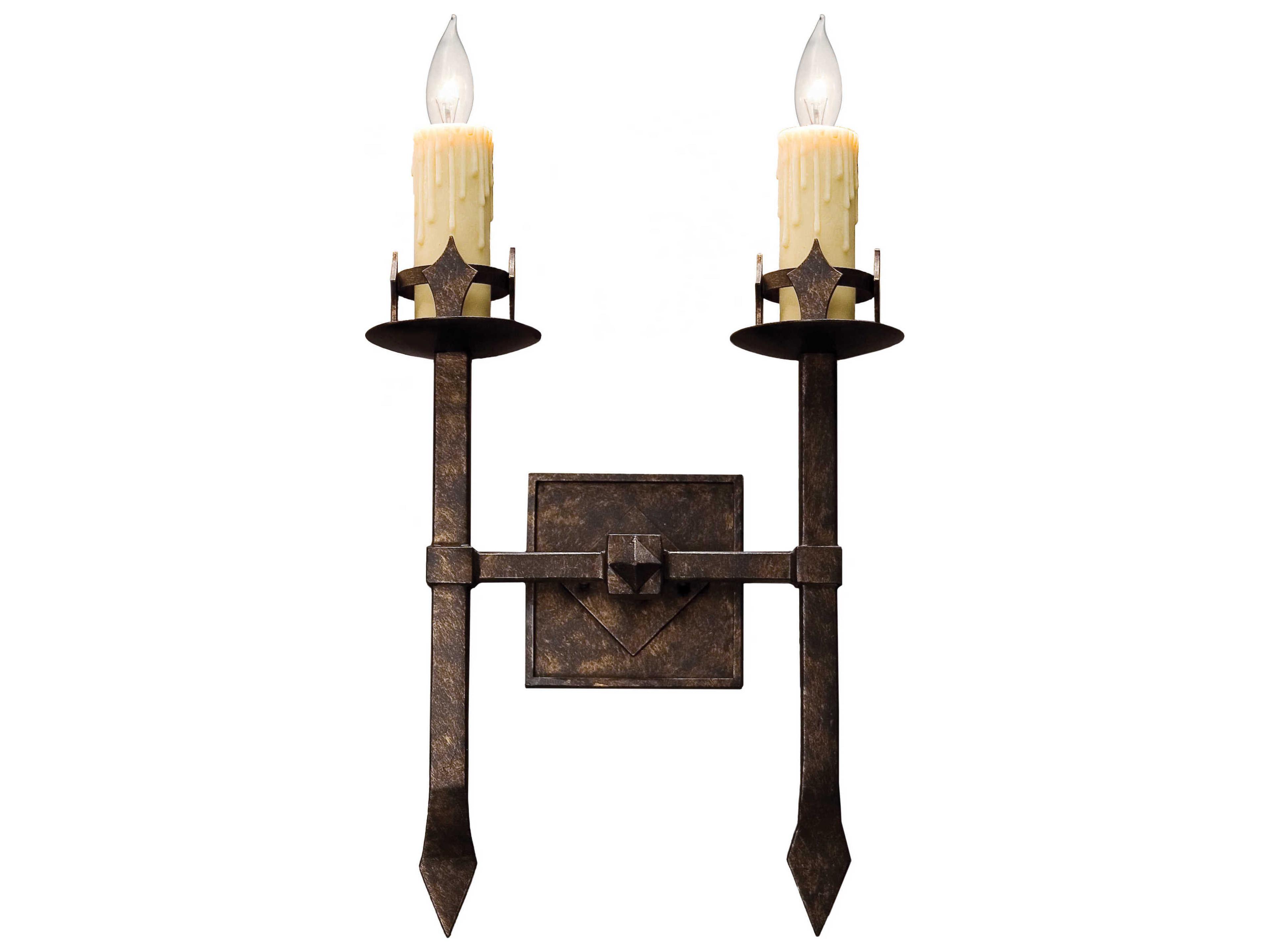 Meyda Castilla 2-Light Gilded Tobacco Brown Wall Sconce