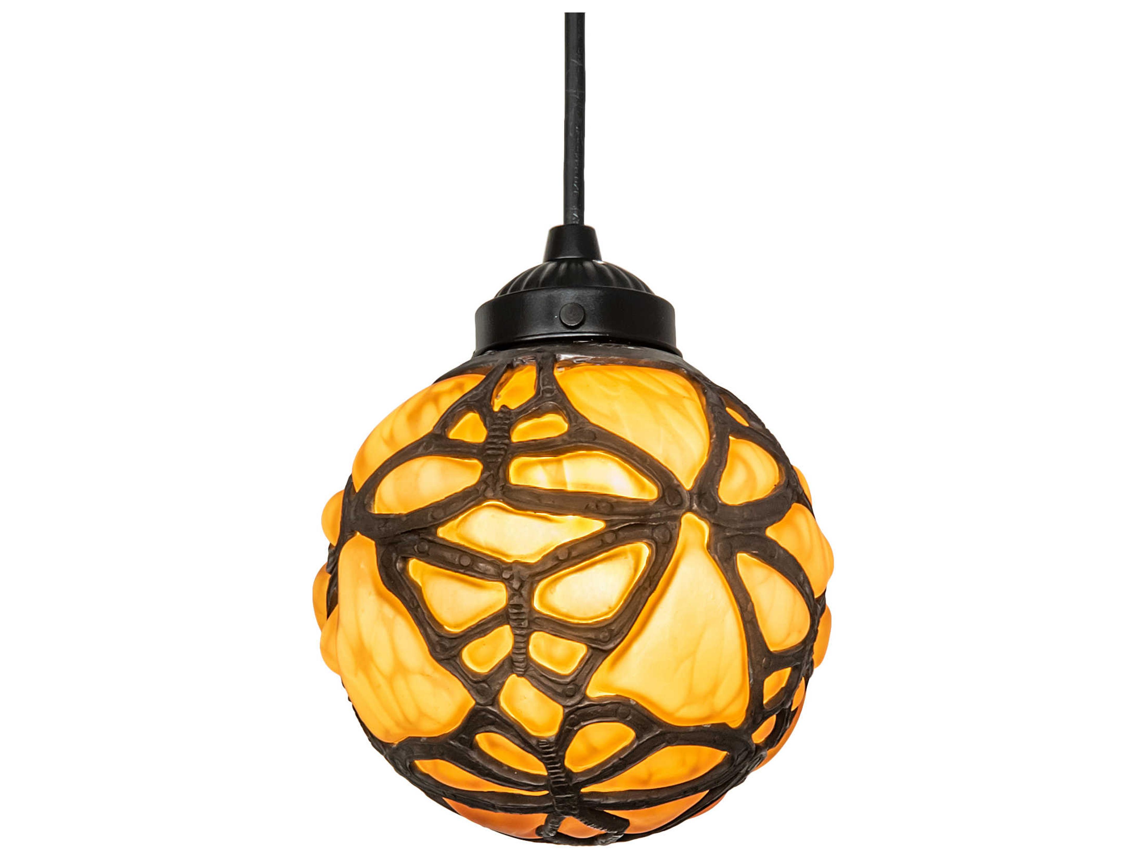 Meyda Castle 1-Light Bronze Glass Globe Mini Pendant