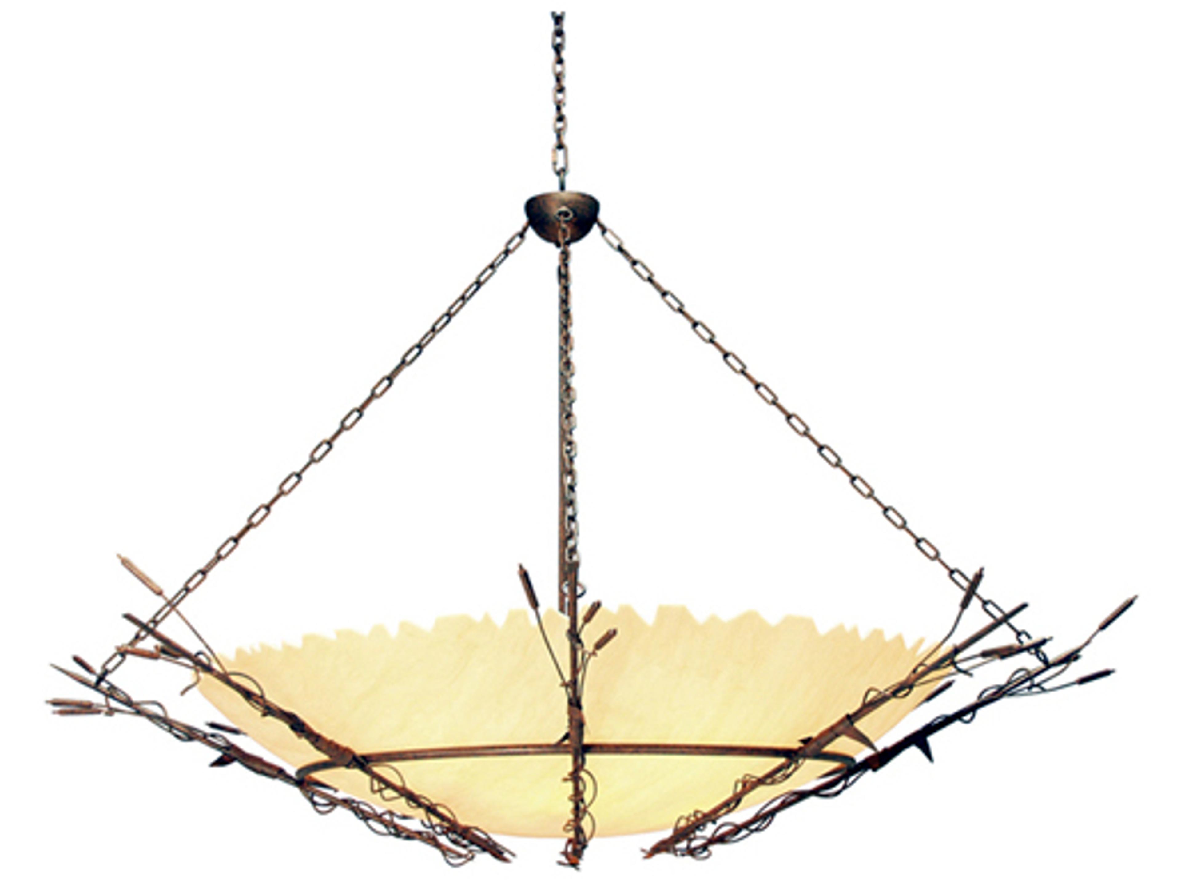 Meyda Cattail 12-Light Rusty Nail Brown Bowl Pendant