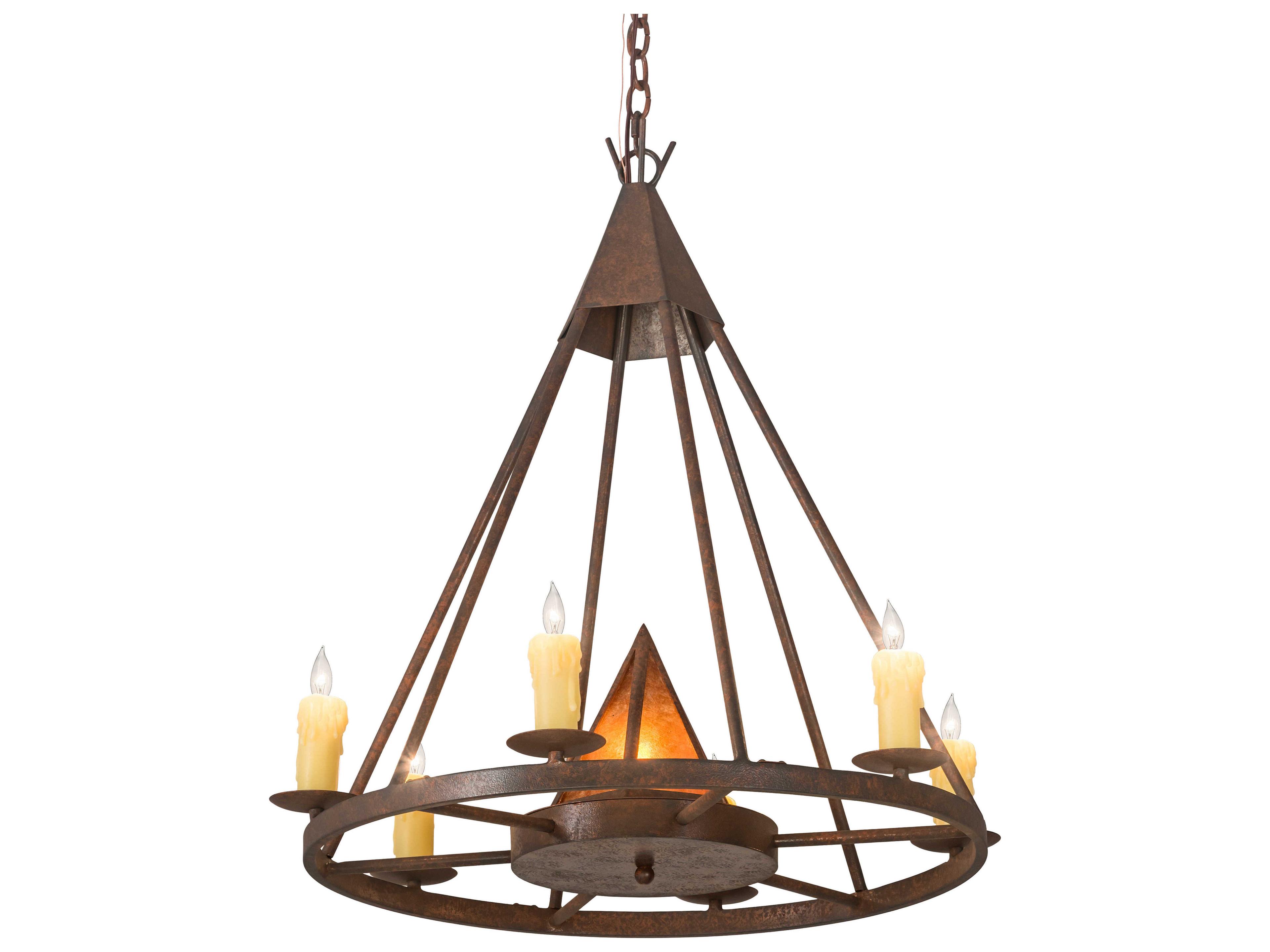 Meyda Desert Arrow 6 1 Brown Candelabra Round Chandelier