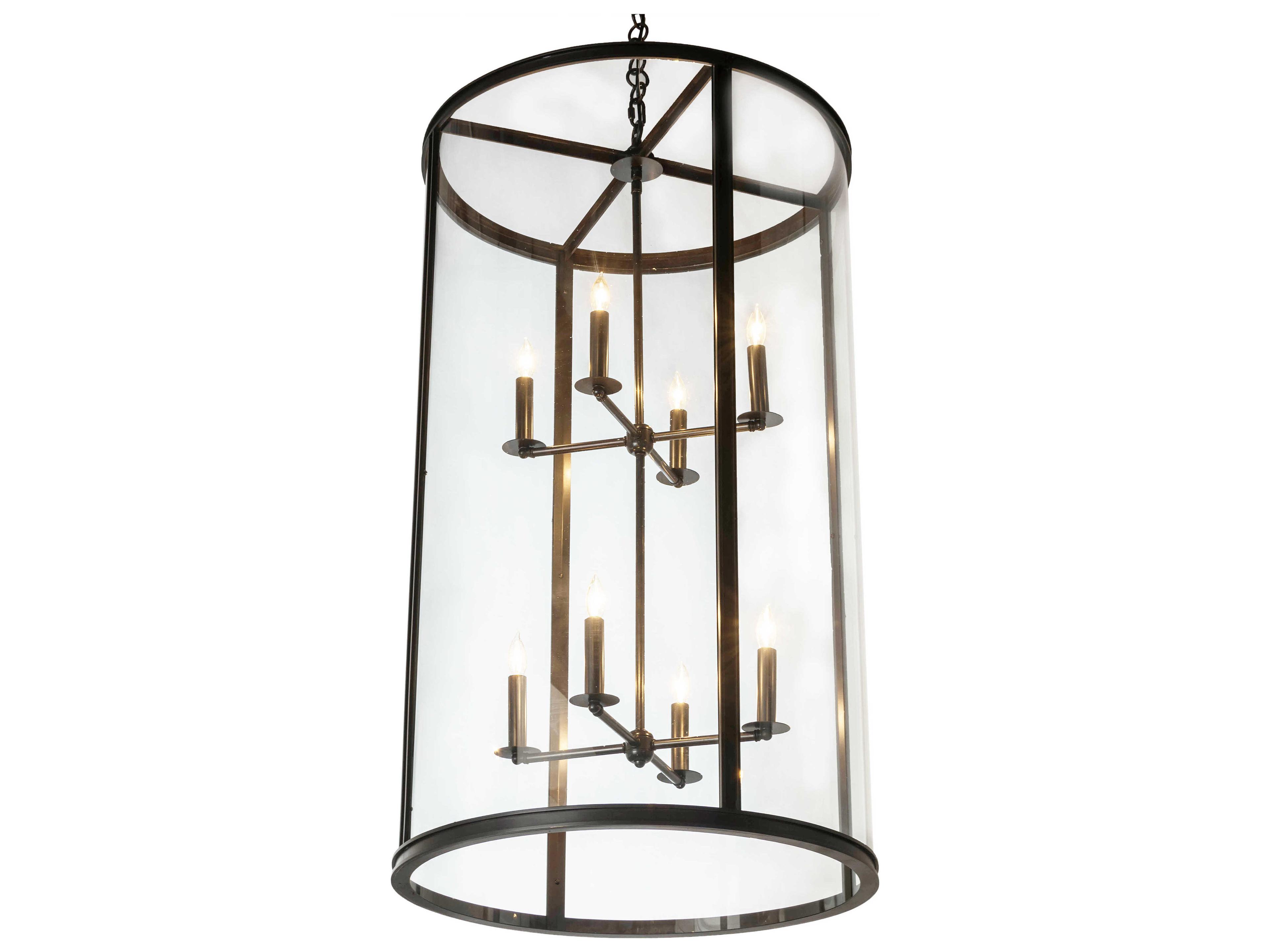 Meyda Cilindro 8-Light Brown Glass Candelabra Cylinder Tiered Chandelier