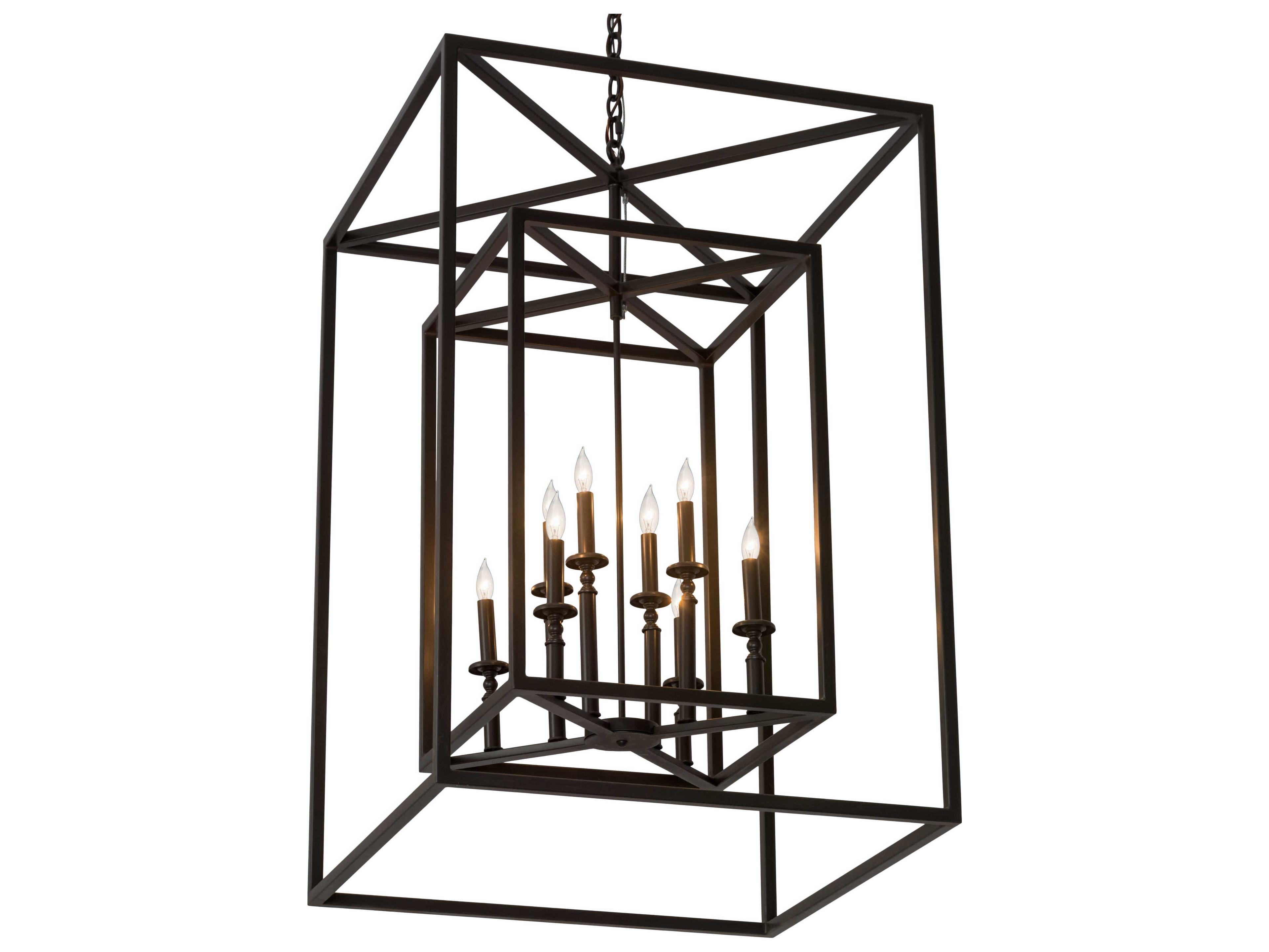 Meyda Kitzi Box 8-Light Bronze Glass Chandelier