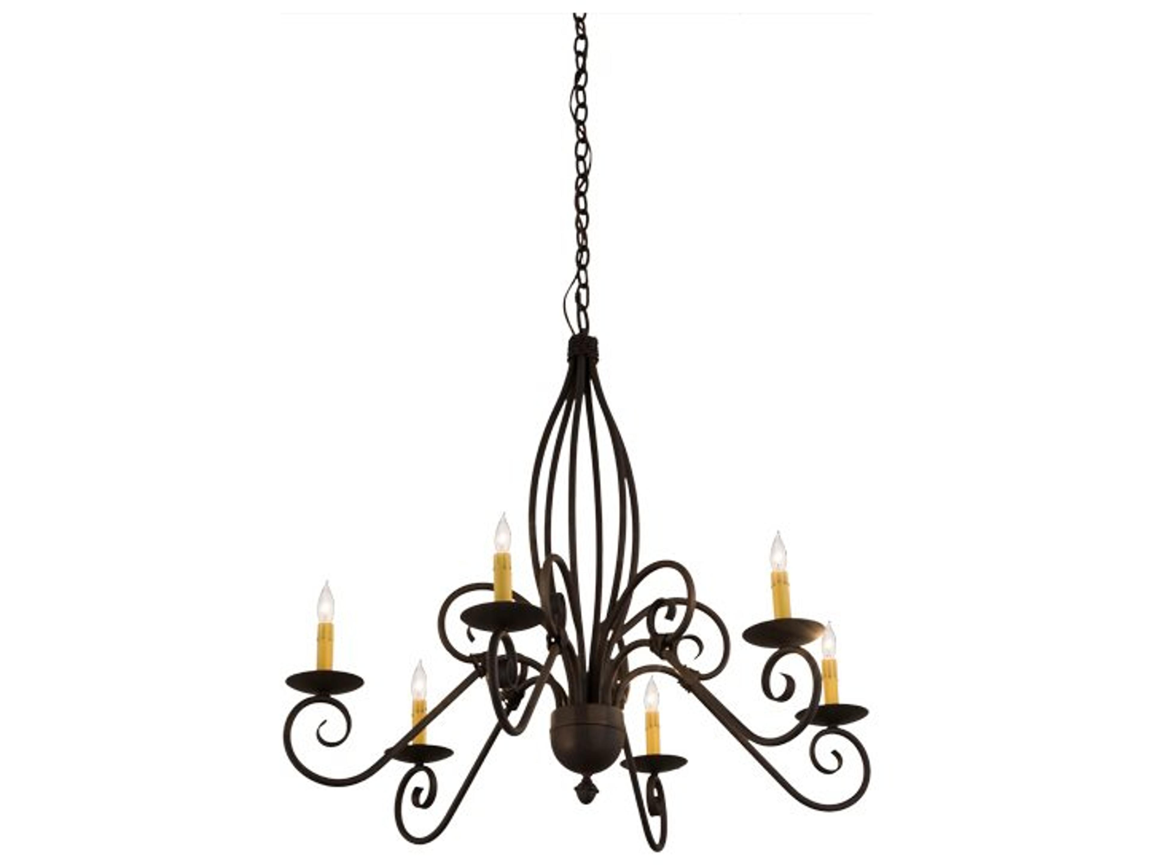 Meyda Squire 6-Light Bronze Glass Candelabra Chandelier