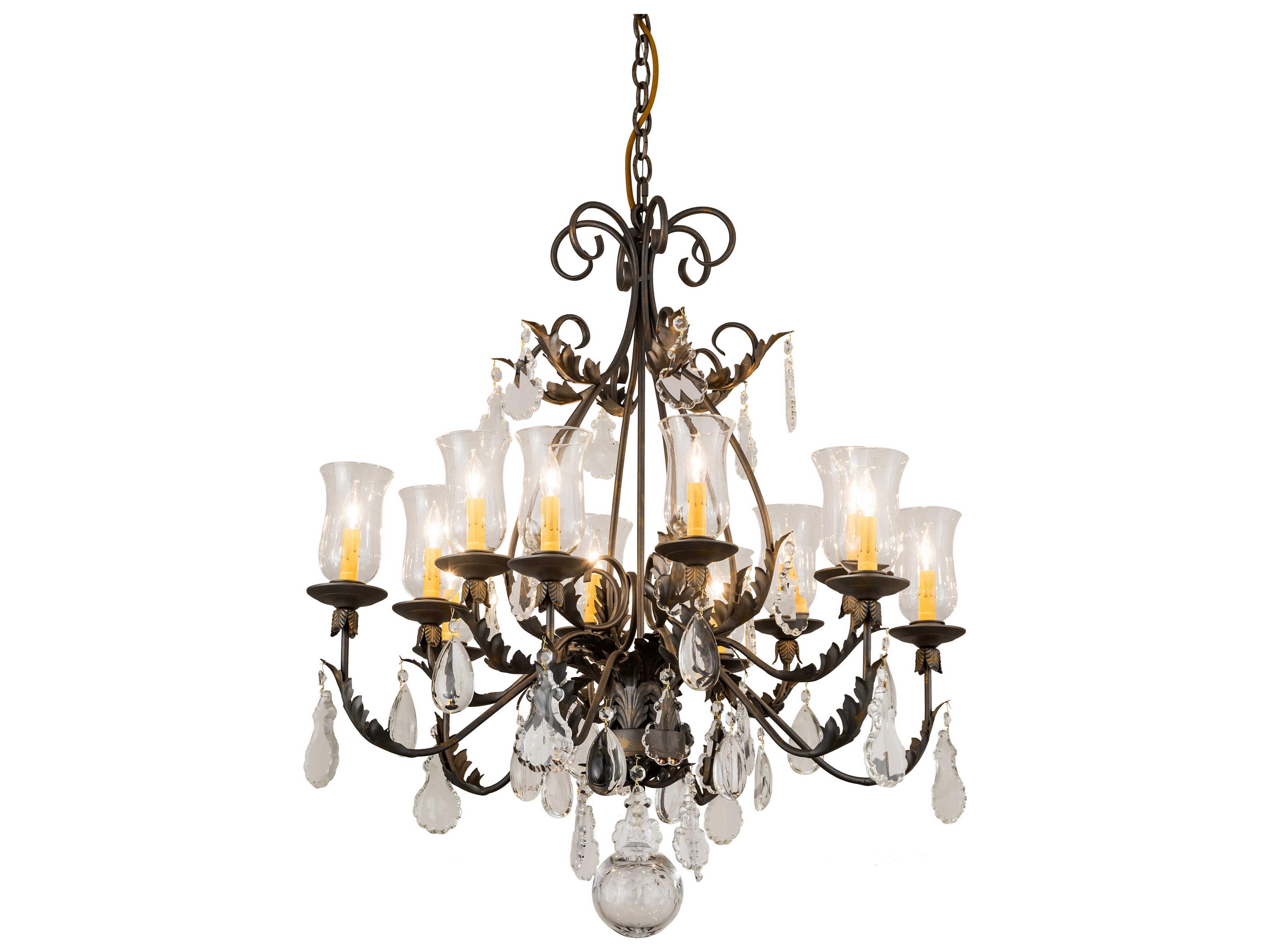 Meyda French Elegance 12-Light Bronze Crystal Glass Bell Chandelier