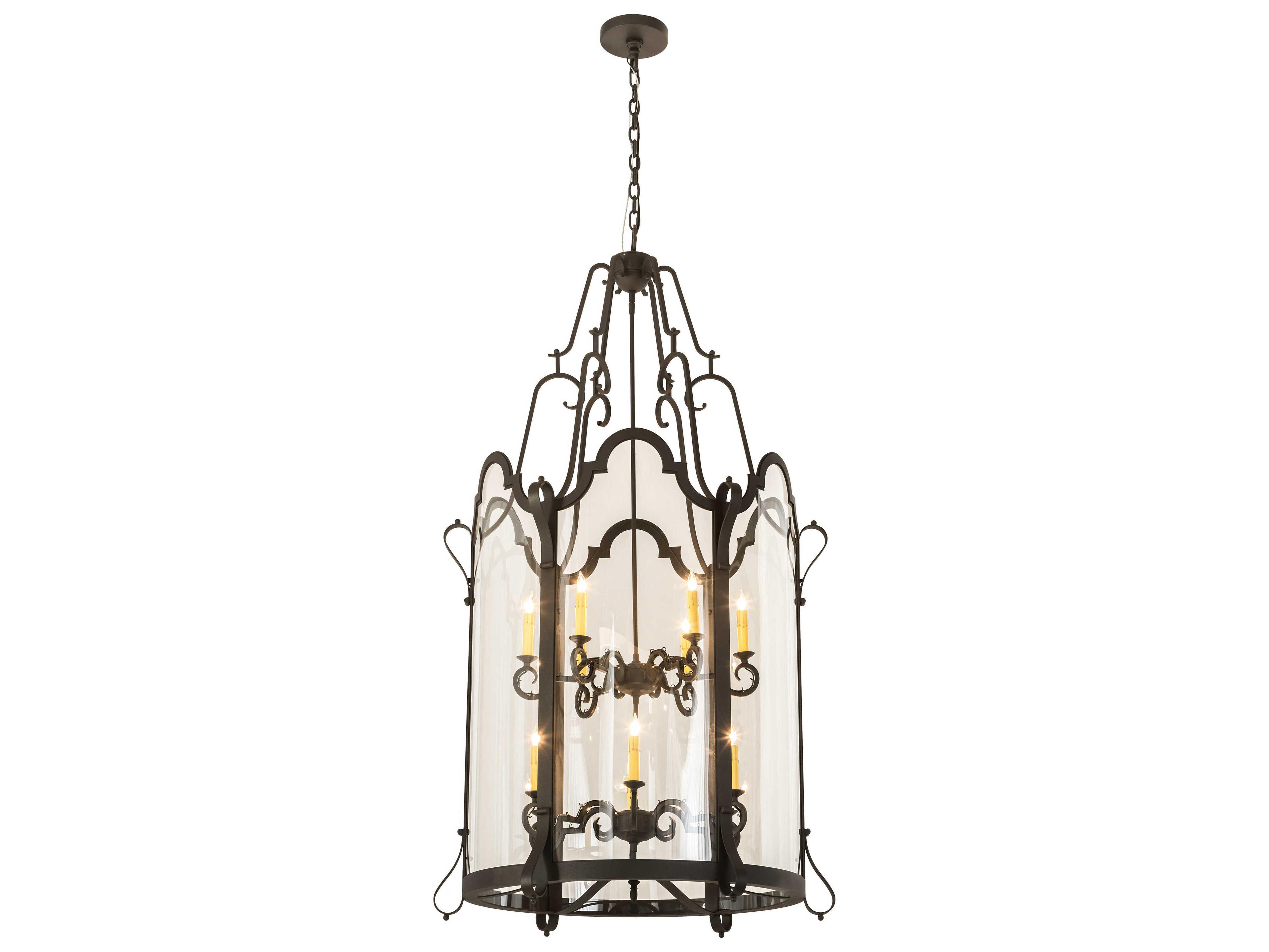 Meyda Dubrek 12-Light Black Glass Candelabra Tiered Chandelier